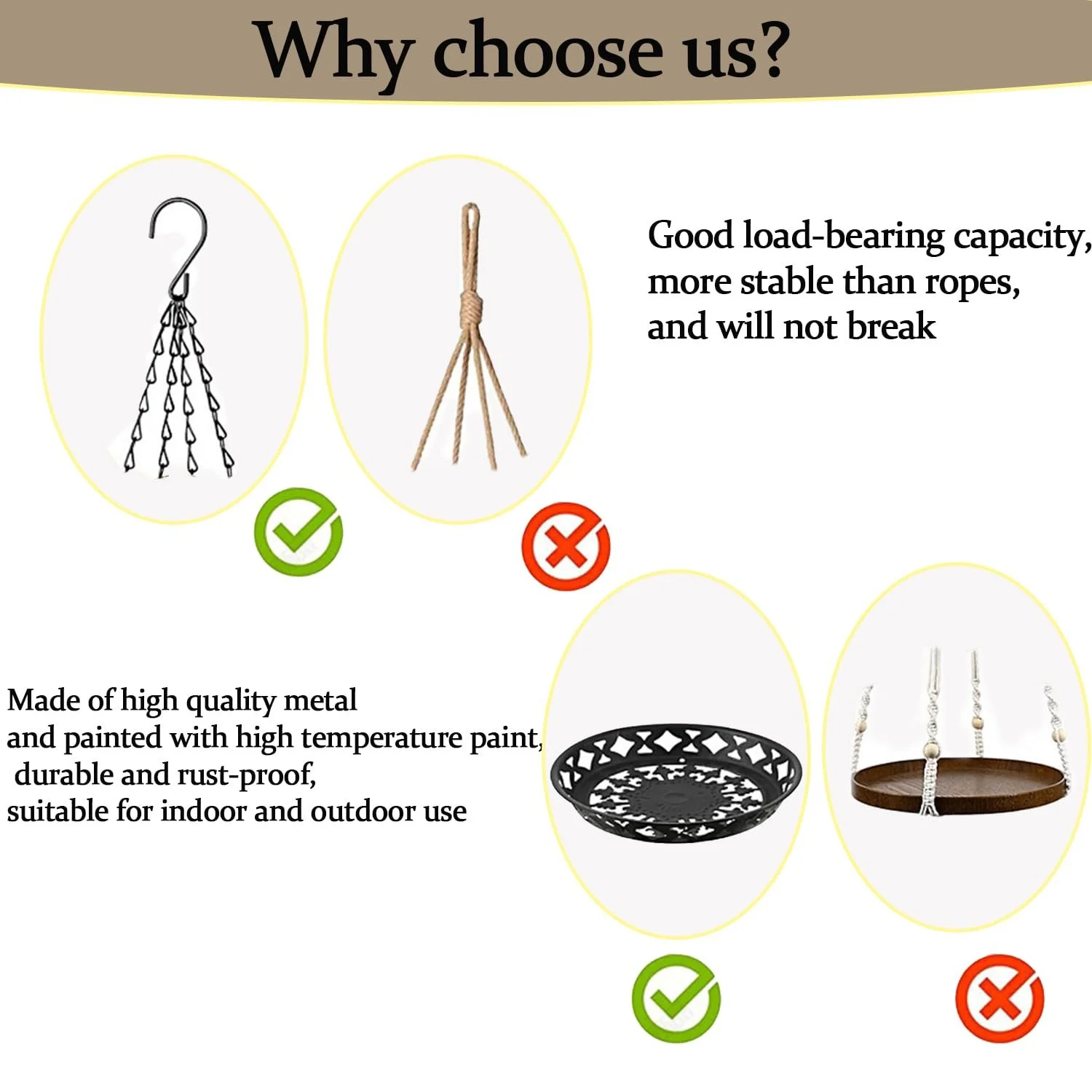 Подвесная цепь 6 штук 40 см с S-образным крючком Черная, фото №6