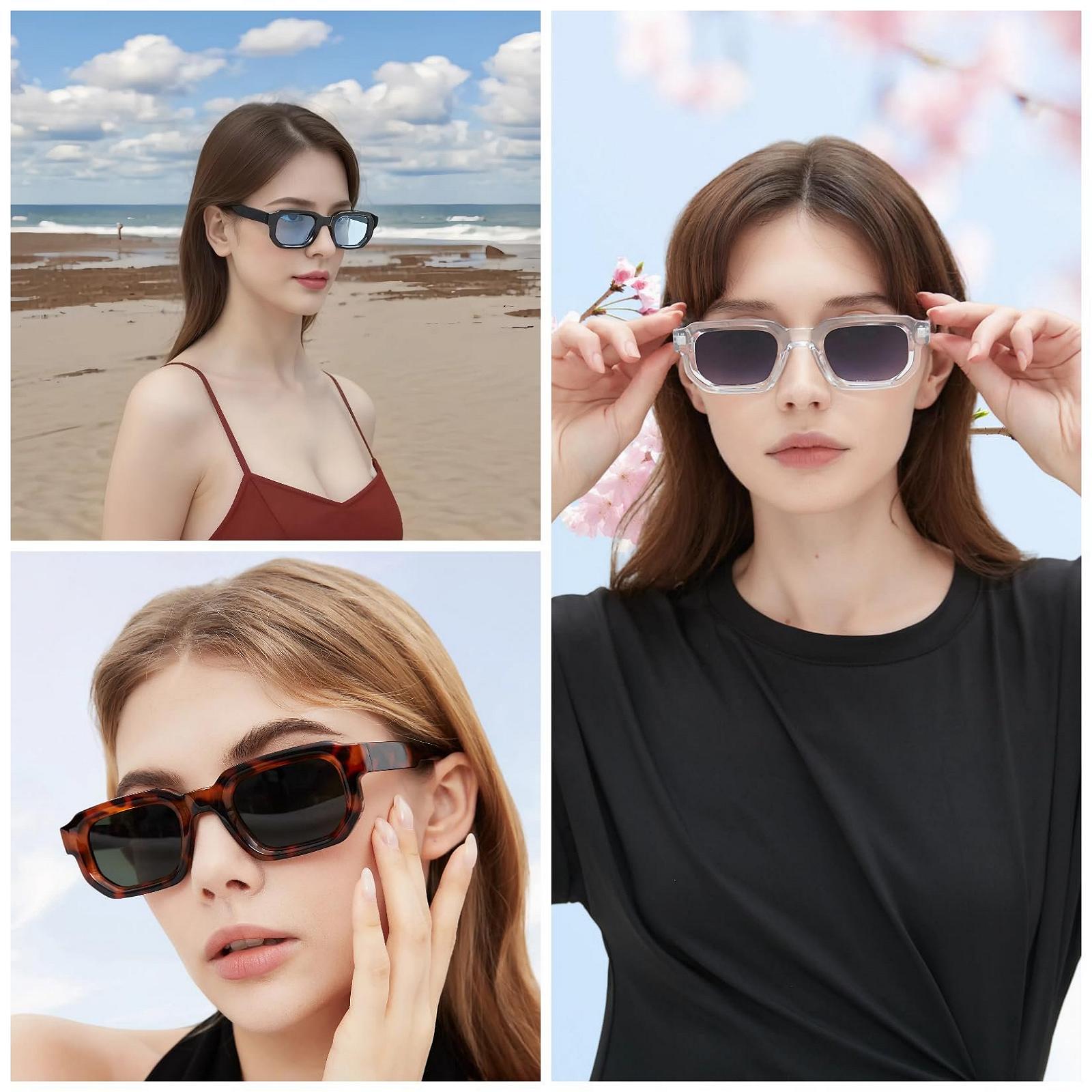 Вінтажні Прямокутні Сонцезахисні Окуляри RUNHUIS для Чоловіків та Жінок, фото №4 Вінтажні Прямокутні Сонцезахисні Окуляри RUNHUIS для Чоловіків та Жінок, фото №4