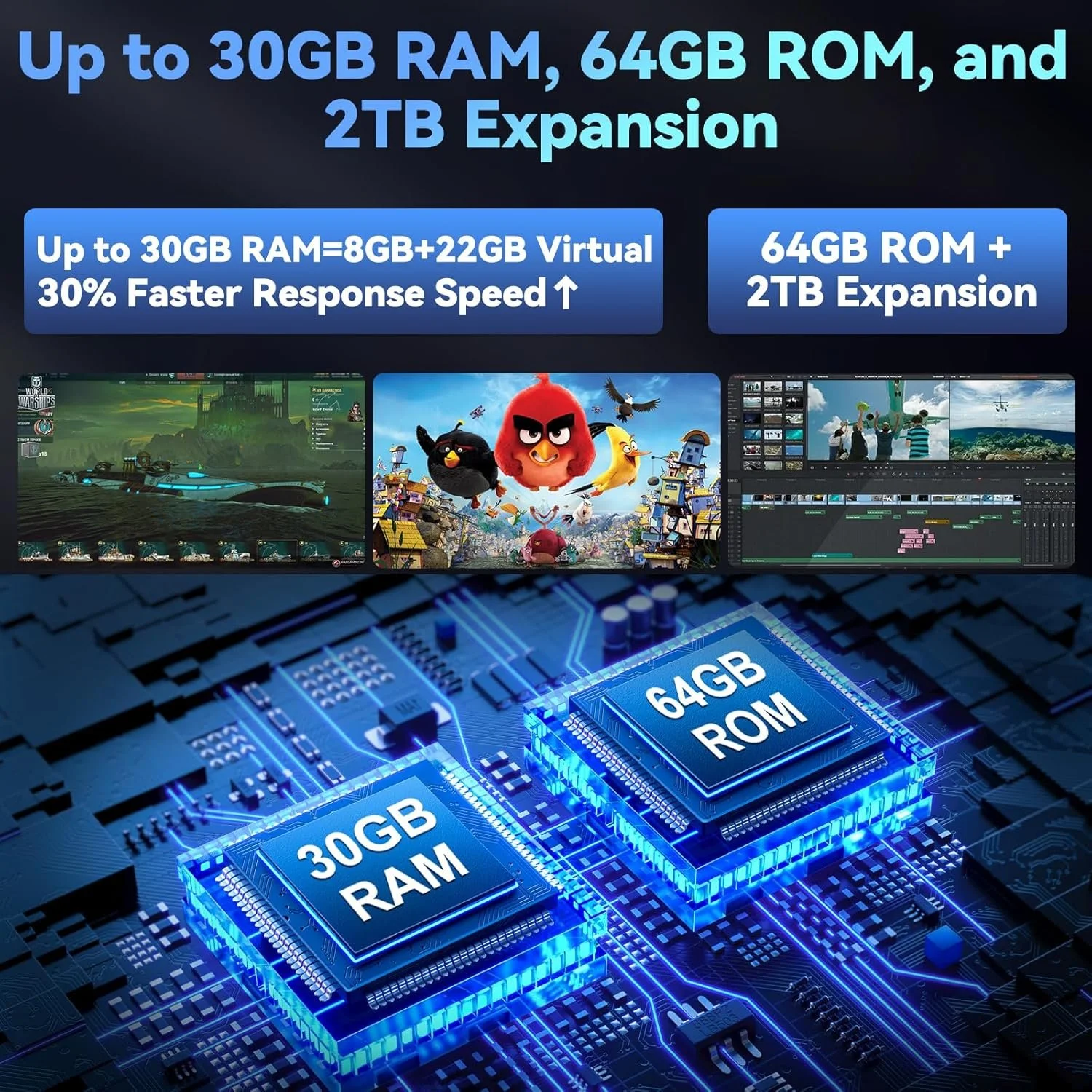 Планшет 10.1'' Full HD DEERTimeME 8+22/64Gb / 8 ядер / Android 15 / 6000 мАг / Чорний, фото №2