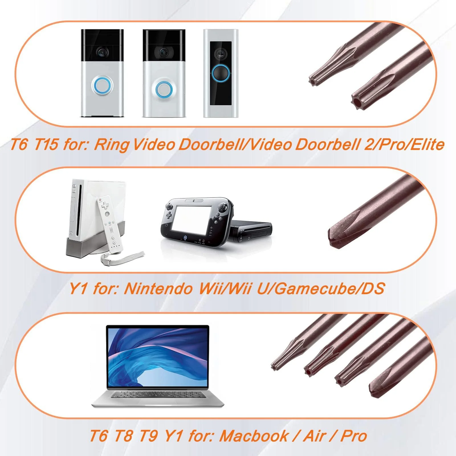 Набір прецизійних викруток JOREST P5/Y00/Y1/T5/T6/T8/T9/T15 Torx з лопаткою, фото №4