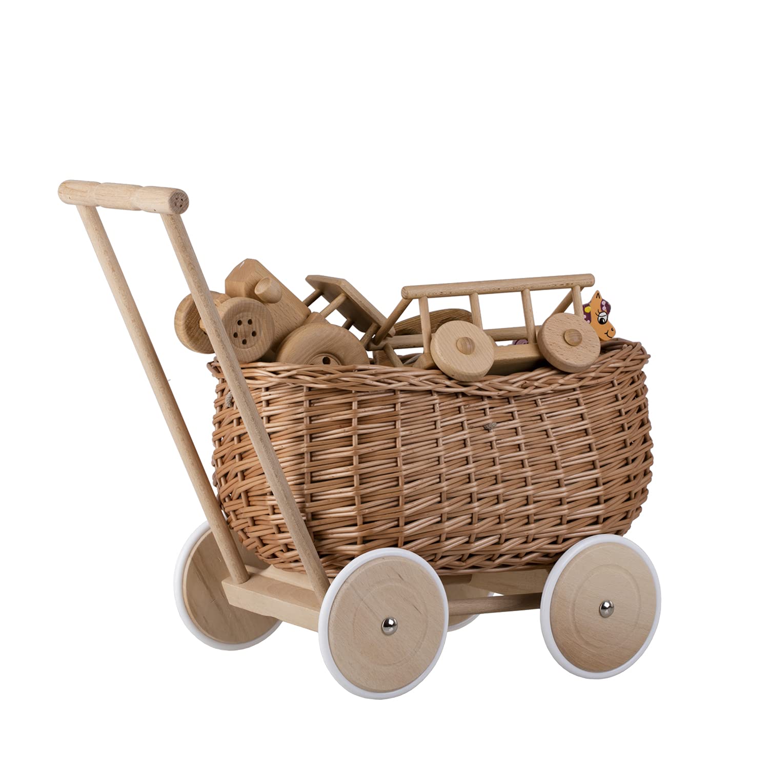 Візок e-wicker24 Wicker Trolley Pendant Basket Doll's Pram Walker Натуральний, фото №2