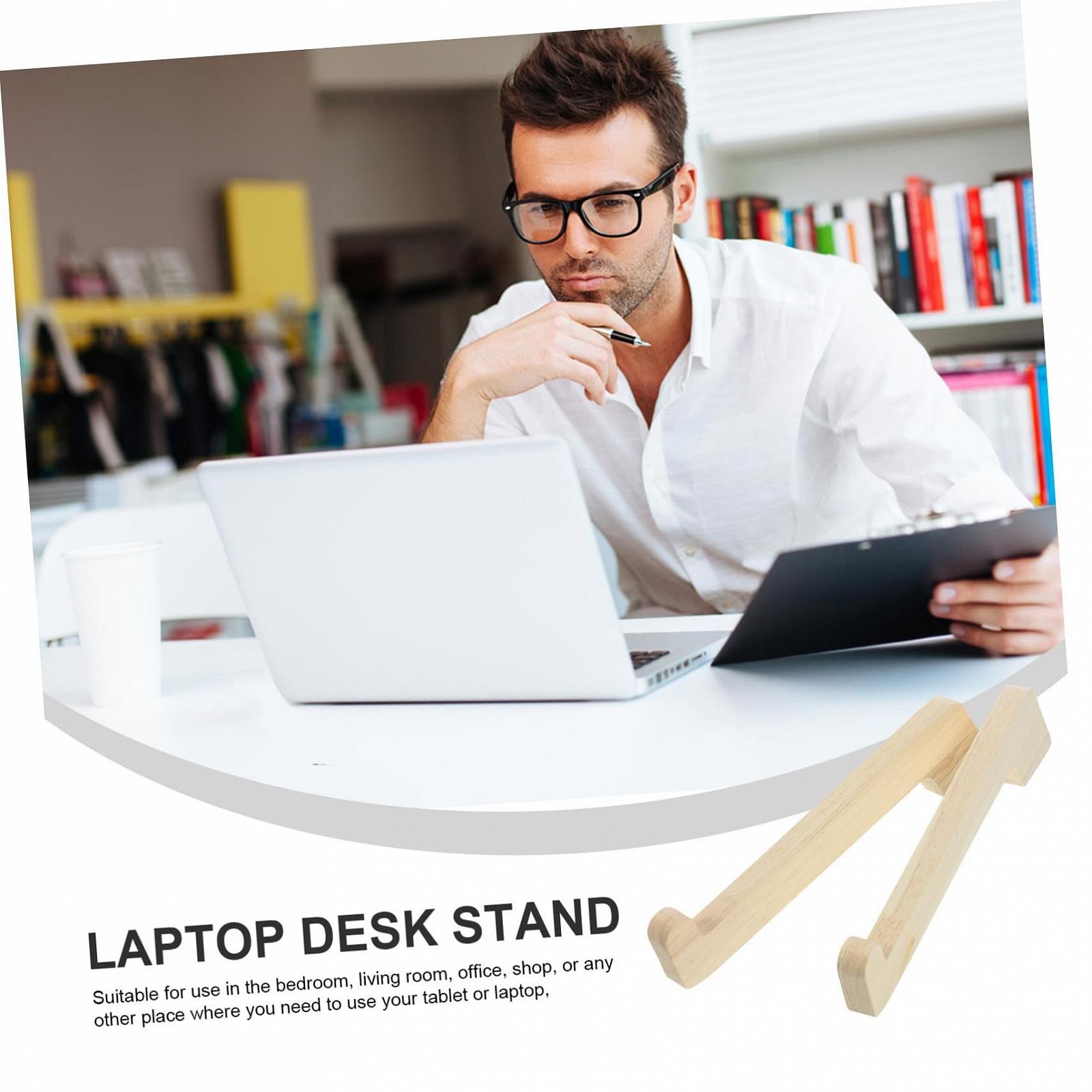 Подставка для ноутбука Homoyoyo 2 шт. Деревянная Подставка для ноутбука для стола Прочная Легкая Офисная Подставка для ноутбука с Приподнятой полкой для лучшей вентиляции и эргономичной работы Прочная и компактная, фото №6