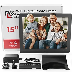 Цифровая фоторамка Pix Star 15 дюймов WiFi USB SD Матовая с датчиком движения synthetic.ua - Фото 1