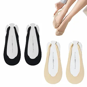 Підслідники Жіночі 4 пари Невидимі Шкарпетки Колір шкіри, чорний, Один розмір - Фото 1