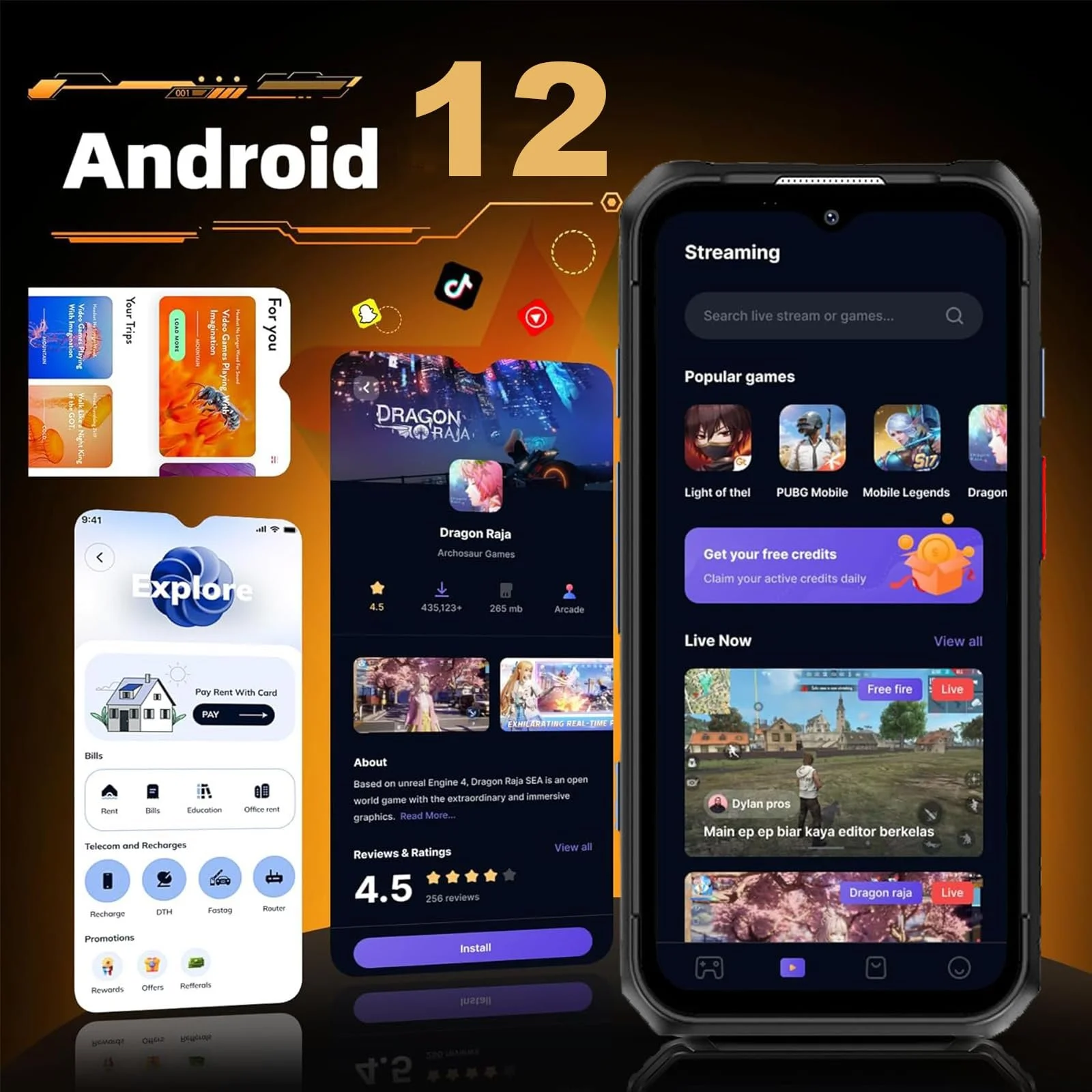 Захищений міні-смартфон Android 12 3000mAh 3.88 дюйма IP68 4G 6GB 128GB Black, фото №2