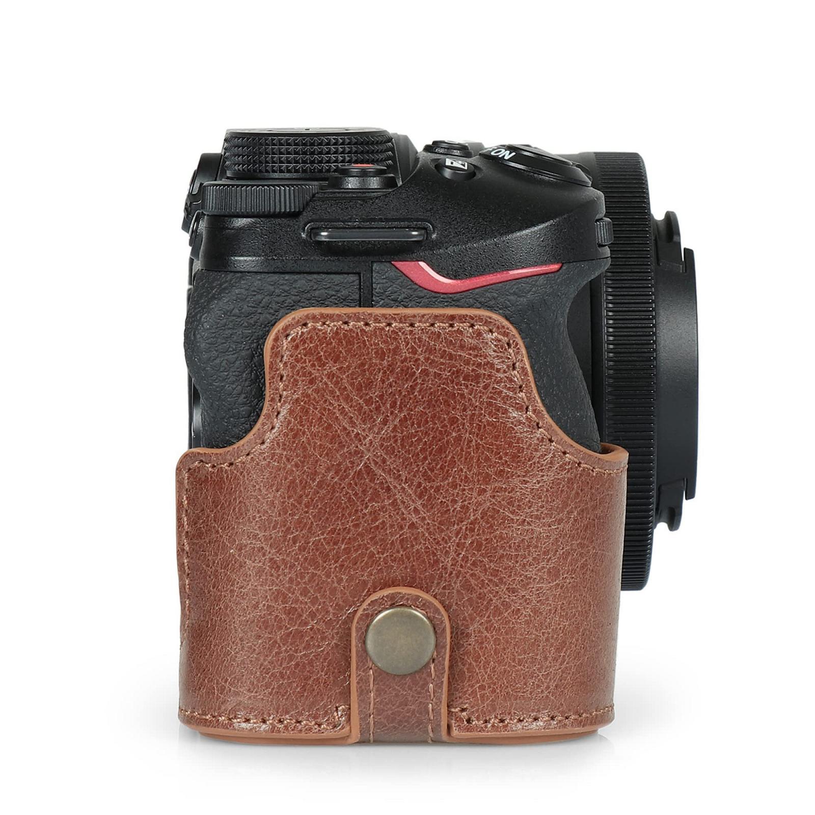 Чехол-сумка для камеры из натуральной кожи MegaGear Ever Ready Nikon Z30 коричневый, фото №4