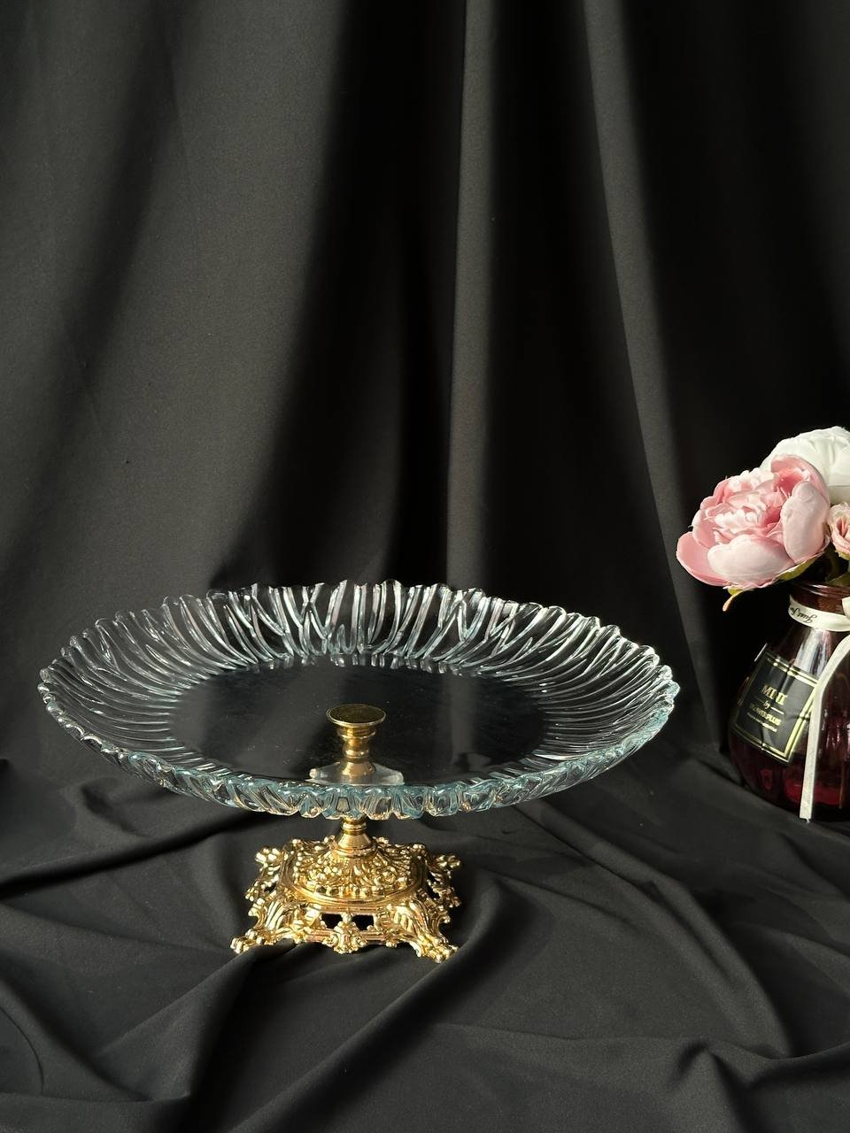 Цукерниця на золотій ніжці 31 см, фото №1