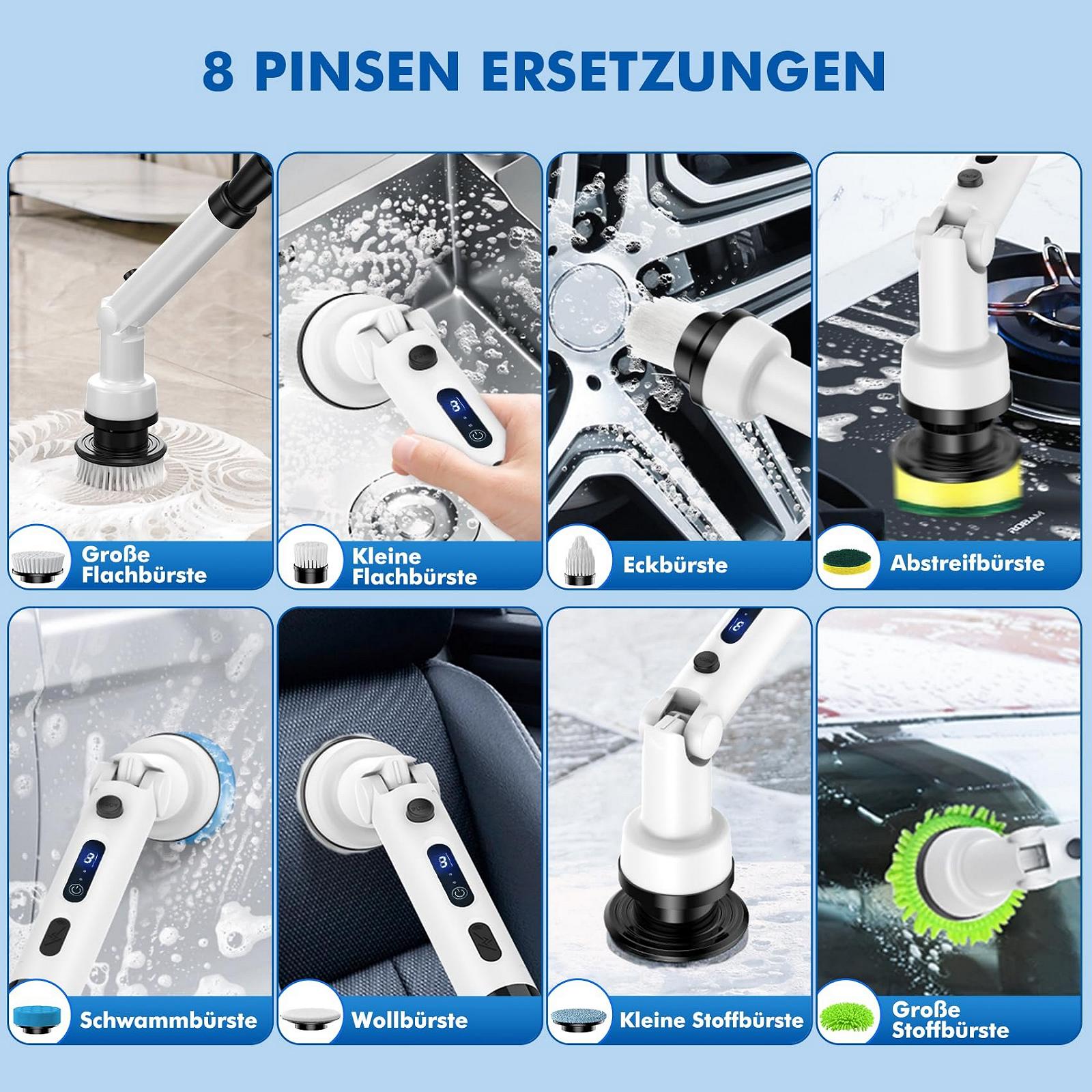 Электрическая щетка Spin Scrubber с 8 сменными насадками и регулируемой ручкой IPX7, фото №7