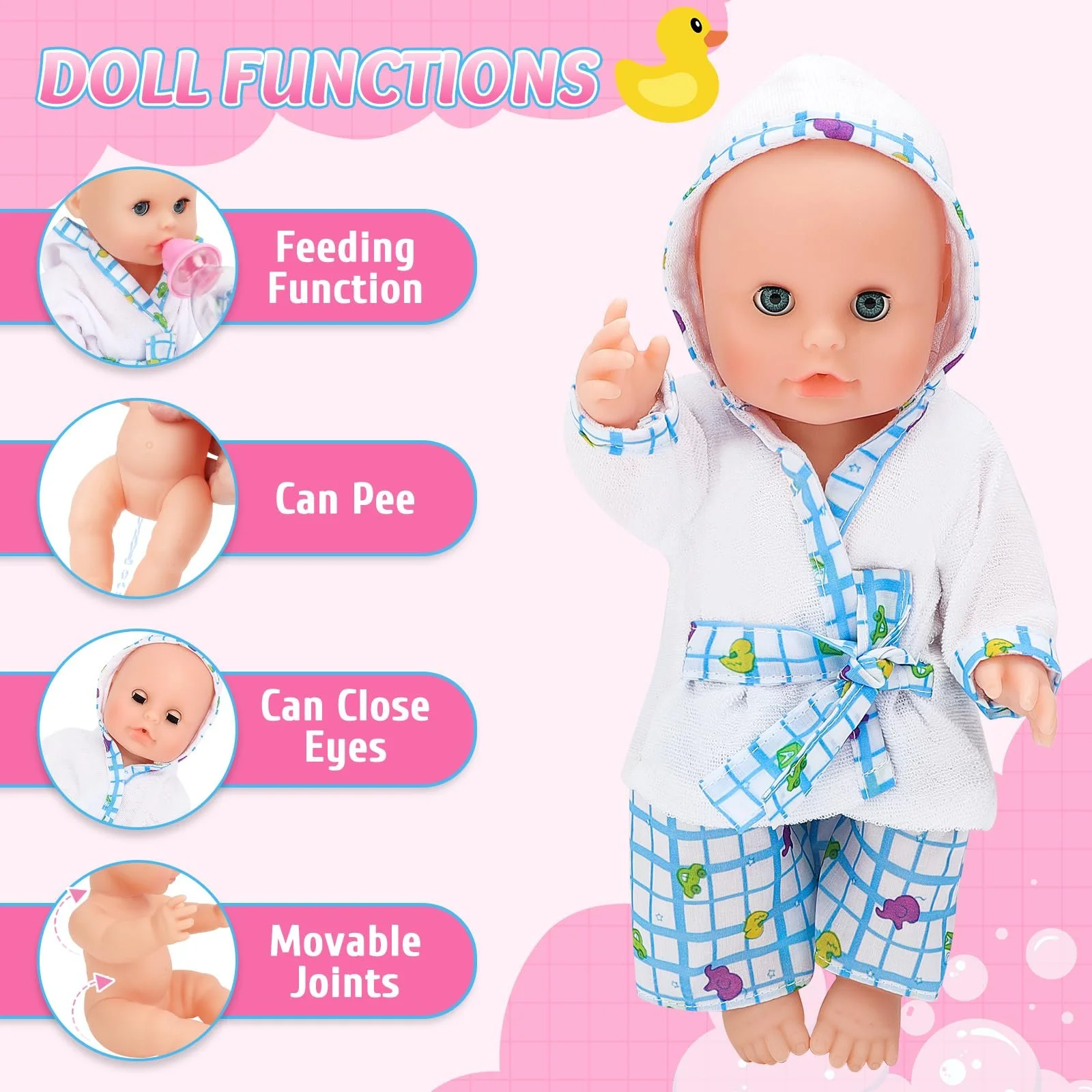 Лялька deAO Набір для купання 33 см Інтерактивна для купання, фото №5