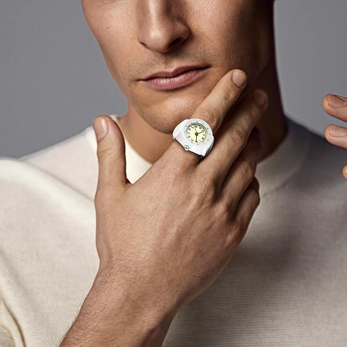 Женские часы-кольцо OIDEA с эластичным кольцом: круглые часы на палец, фото №7