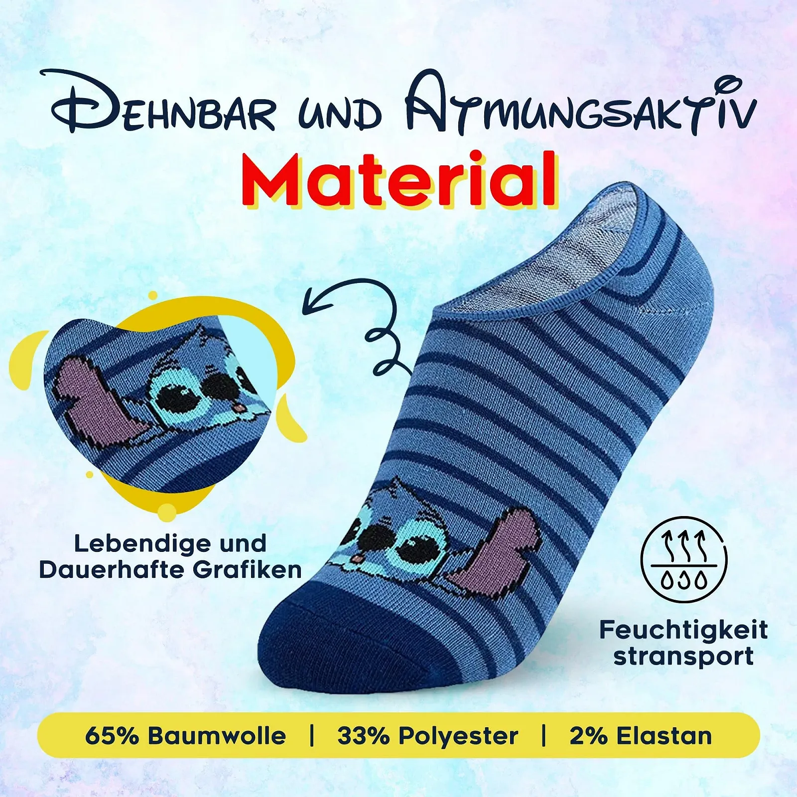 Носки Disney Короткие носки из хлопка, 5 пар, размеры 36-40, для женщин, фото №4