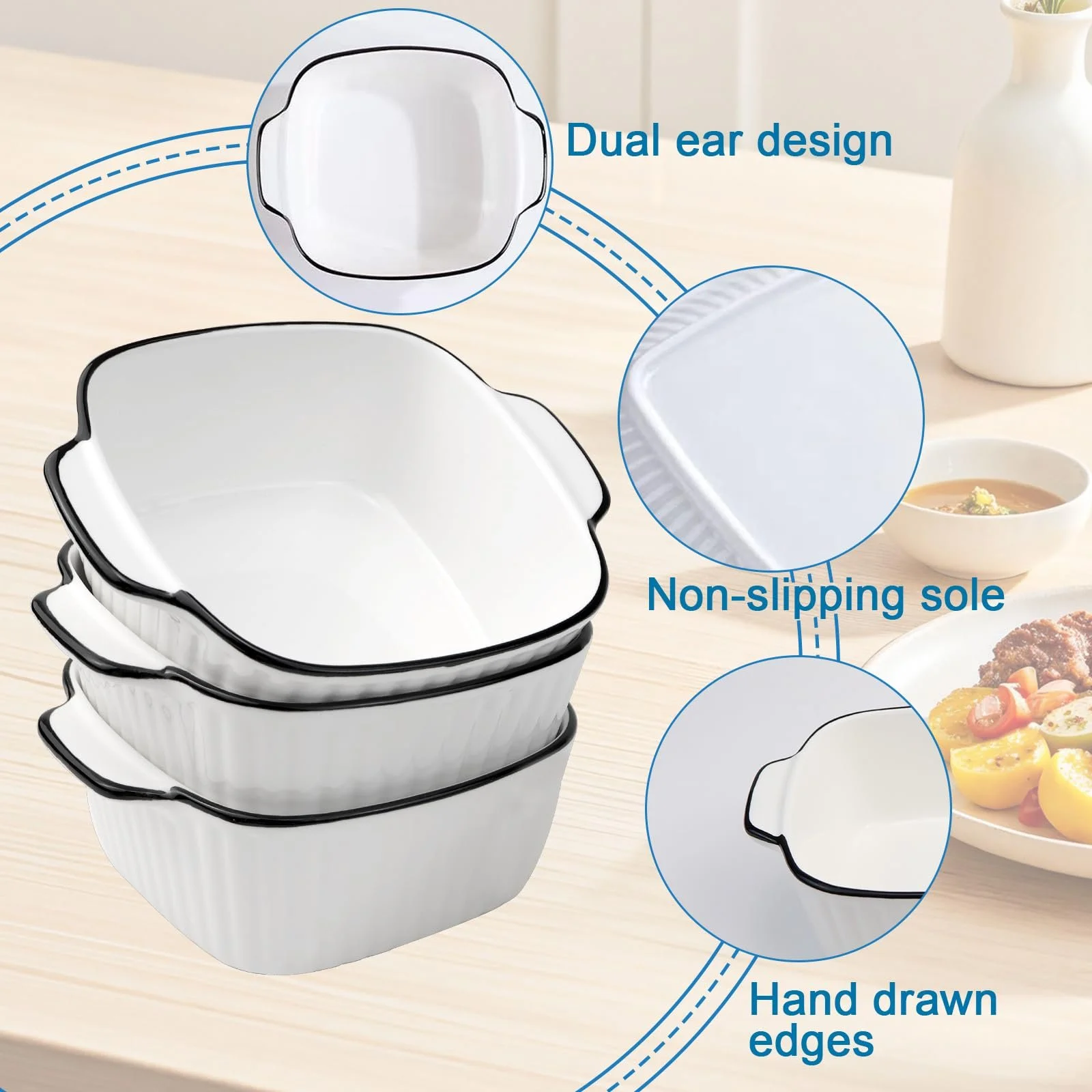 Набір форм для запікання IIRC керамічних малих 4 шт. біла 14.5 x 11.5 x 5.5 см, фото №3 Набір форм для запікання IIRC керамічних малих 4 шт. біла 14.5 x 11.5 x 5.5 см, фото №3