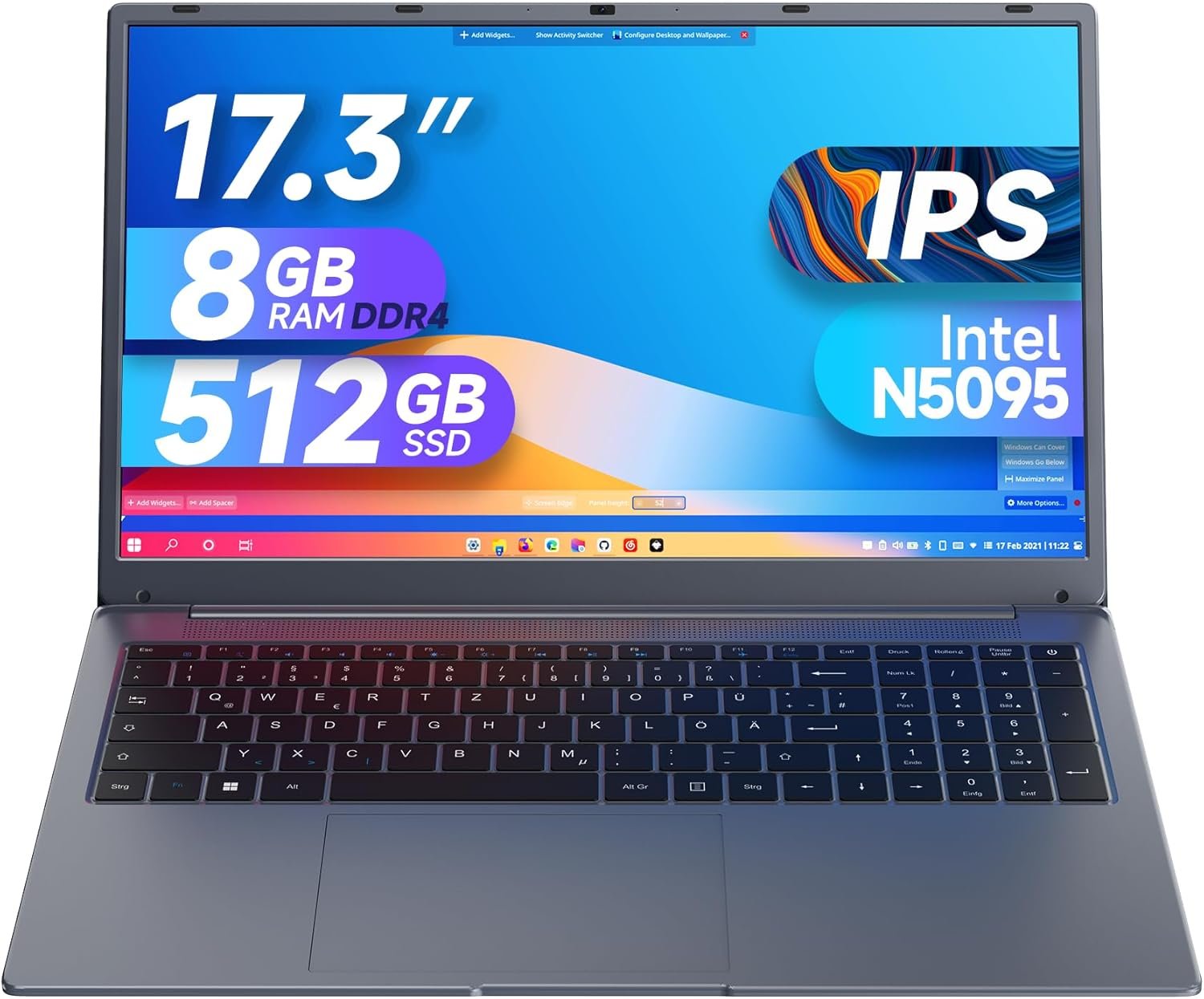 Ноутбук 17.3" IJKKJI 1732N-8 Intel Celeron N5095 RAM 8GB SSD 512GB Windows 11 (UKR), фото №1