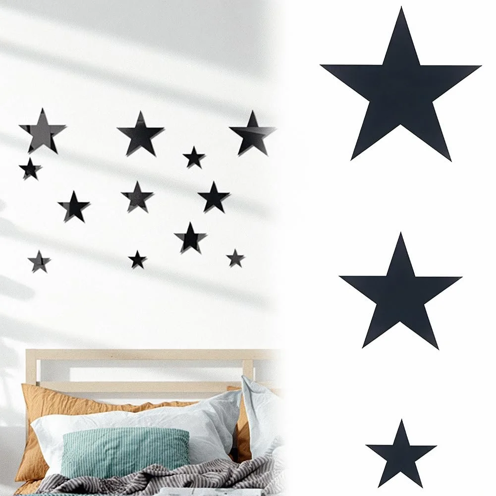Наклейки на стіну GORGECRAFT Зірки дзеркальні самоклейні 80 шт. Чорні, фото №7
