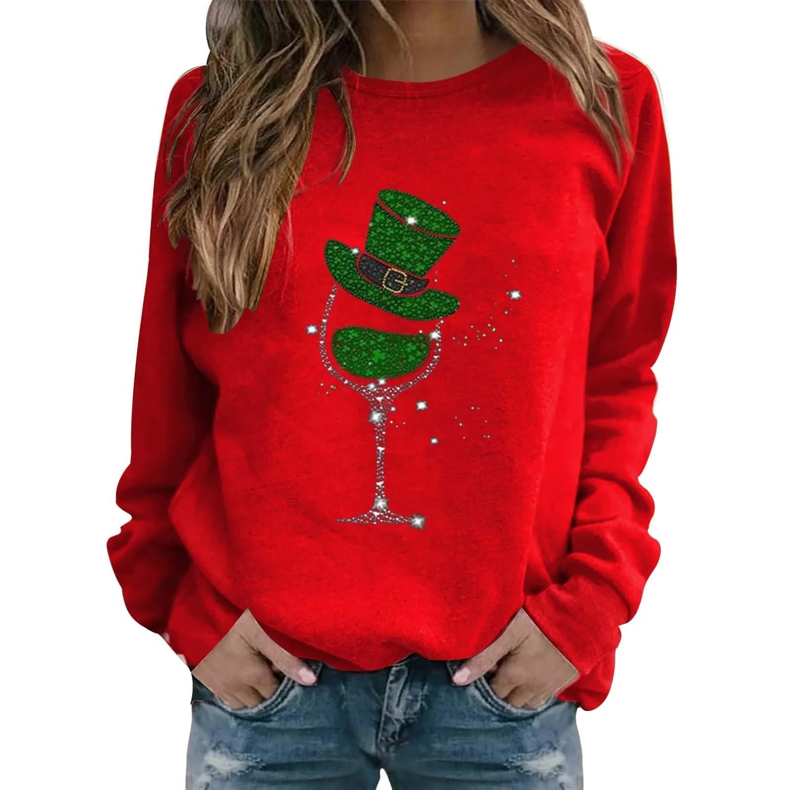 Толстовка HUIFUAO Женская на День Святого Патрика, Толстовка с ирландским клевером на удачу для женщин, Футболка с длинными рукавами с цветочным принтом, фото №1 Толстовка HUIFUAO Женская на День Святого Патрика, Толстовка с ирландским клевером на удачу для женщин, Футболка с длинными рукавами с цветочным принтом, фото №1