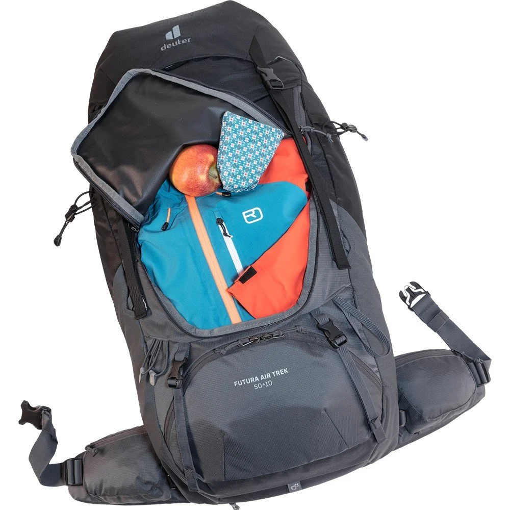 Рюкзак Deuter Futura Air Trek 50+10 Graphite-Black / Система Aircomfort / Регульована спинка VariSlide / Фронтальний доступ / Сірий-Чорний, фото №9