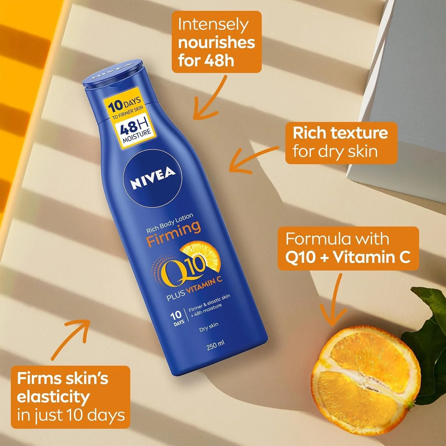 Лосьйон для тіла Nivea Q10 Rich Firming 250 мл (6 шт.), фото №3