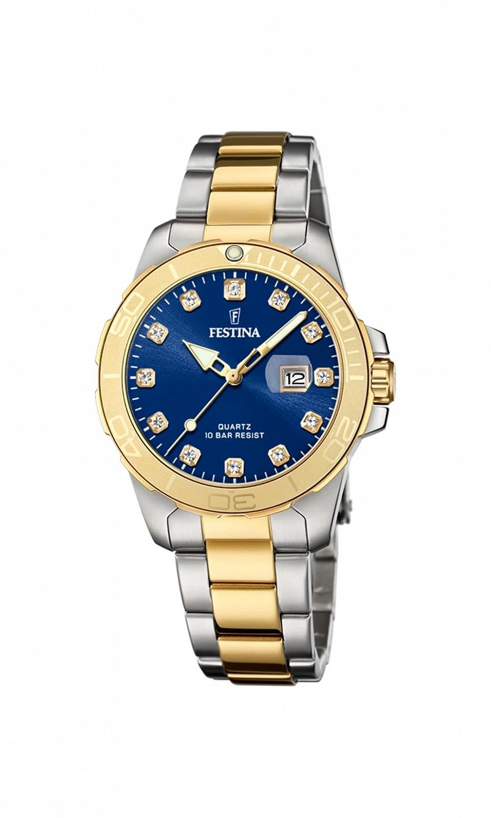 Жіночий аналоговий кварцовий годинник Festina Classic F20504/3, срібно-золотий, фото №1