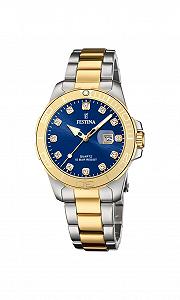 Жіночий аналоговий кварцовий годинник Festina Classic F20504/3, срібно-золотий - Фото 1