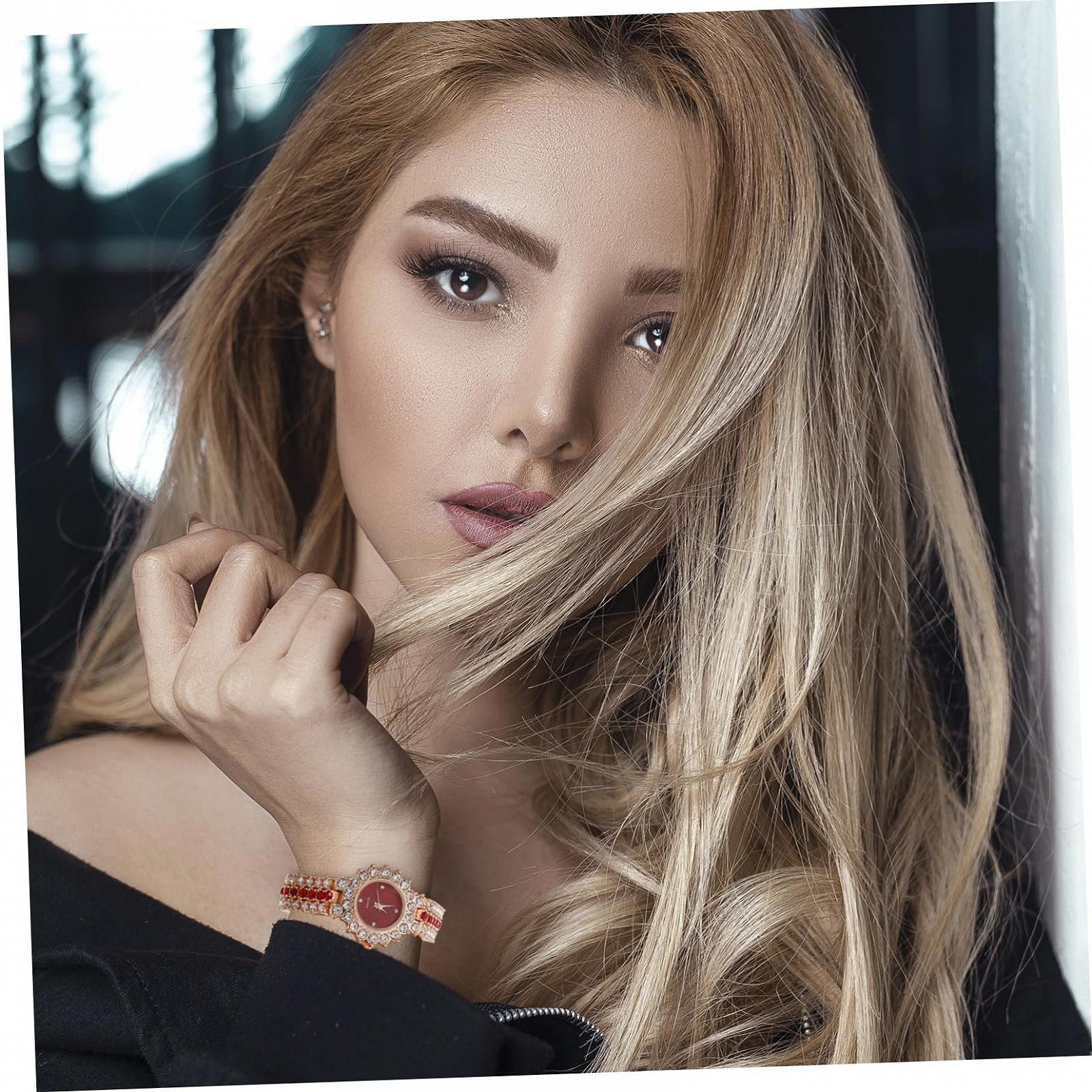 Женские часы WRITWAA Кварцевые часы Золотистый из нержавеющей стали, золотистый, фото №4