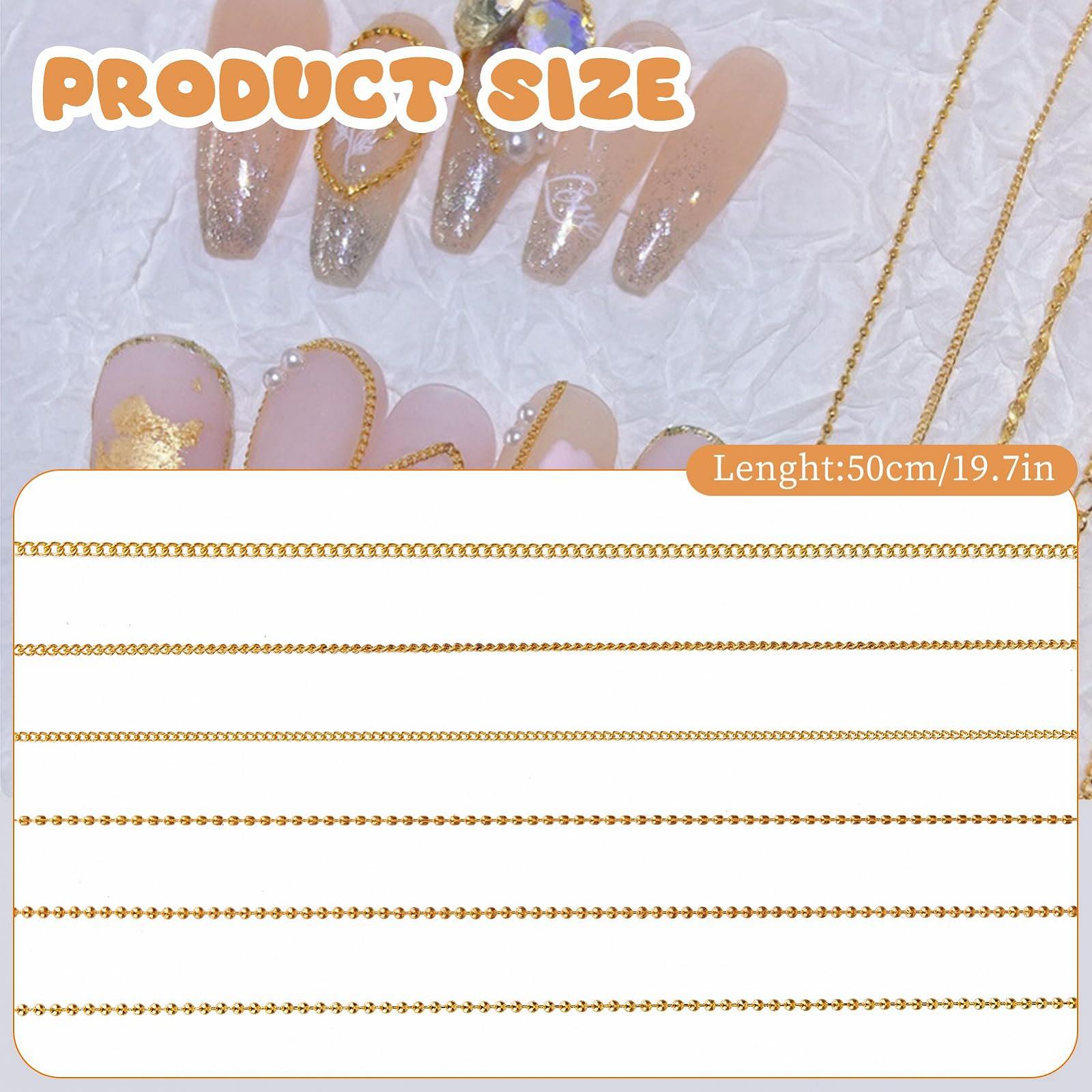 Цепочки для ногтей NICENEEDED 6 шт. 3D Металлические заклепки для ногтей в стиле панк Золотые украшения для ногтей для женщин DIY Маникюр, фото №2