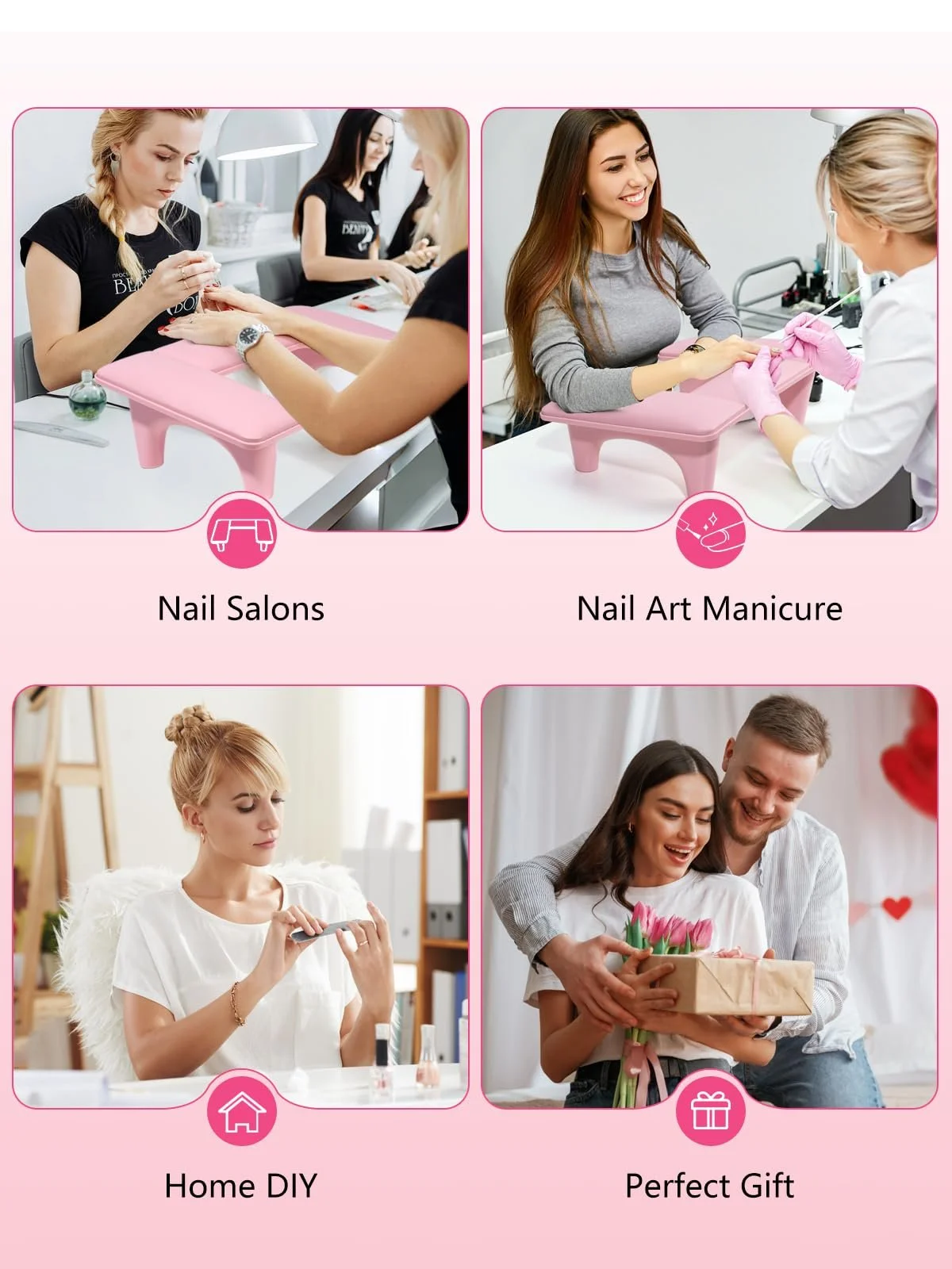 Підставка для рук U-подібна Yokilly для манікюрного столу рожевого кольору, фото №7