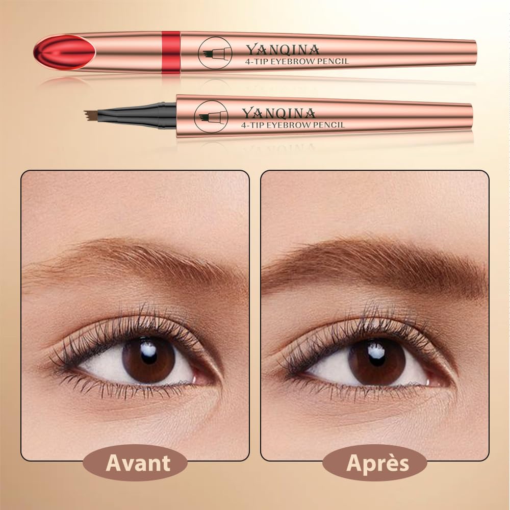 Олівець для брів Водостійкий Незмазаний 3D 4 Вилки Натуральні Темний коричневий Золота ручка, фото №6 Олівець для брів Водостійкий Незмазаний 3D 4 Вилки Натуральні Темний коричневий Золота ручка, фото №6