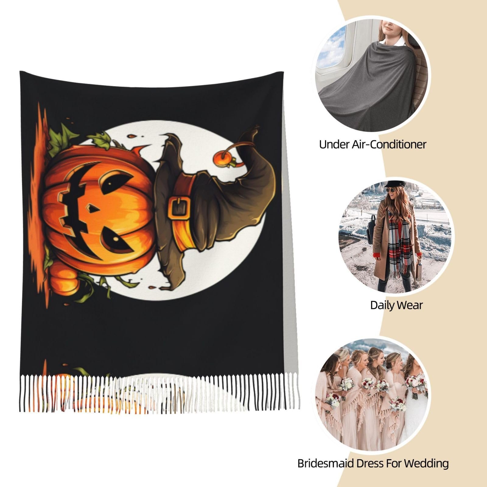 Шаль LNNIUK Halloween з милим гарбузовим принтом, фото №7