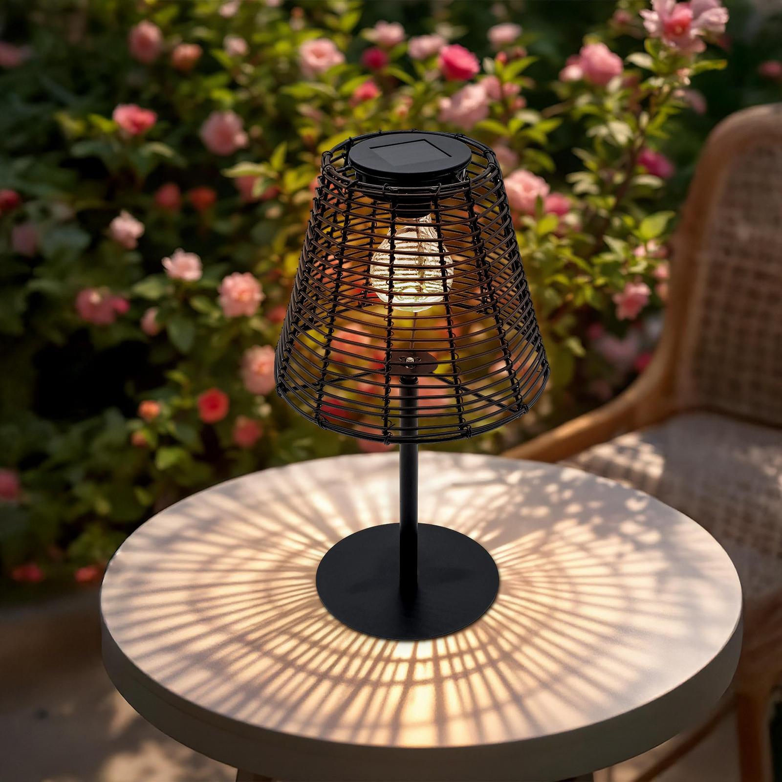 Настільна лампа Spetebo Solar Rattan Look LED 33 x 20 см Чорний, фото №6