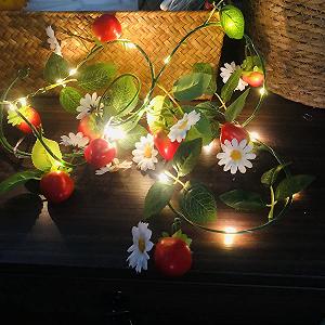 Гирлянда Riaxuebiy Сказочные огни Клубника искусственная 2 метра, 20 LED - Фото 1