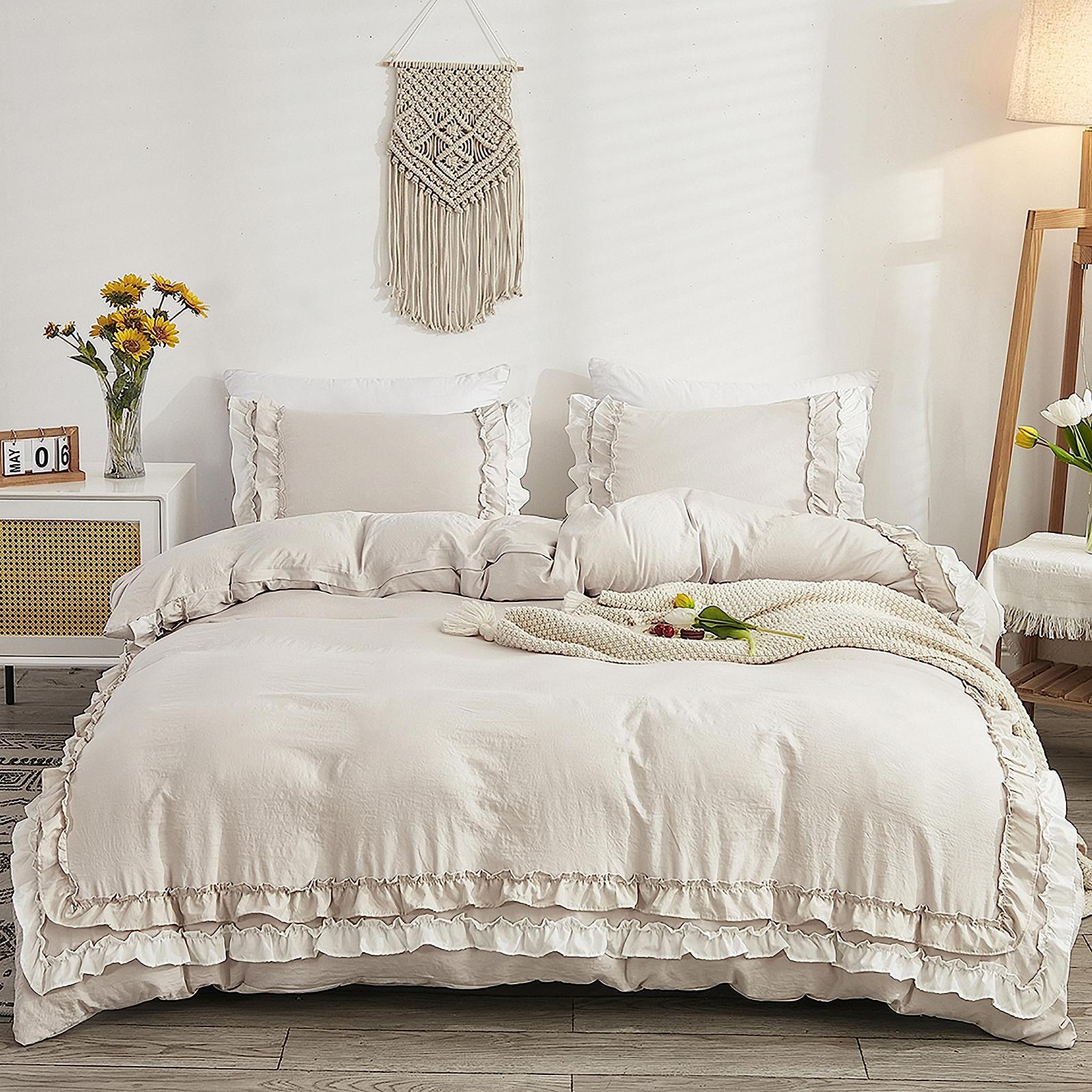 Постільна білизна Getiya з оборками Romantic 135 x 200 см, бежева (1 наволочка 80 x 80 см), фото №5