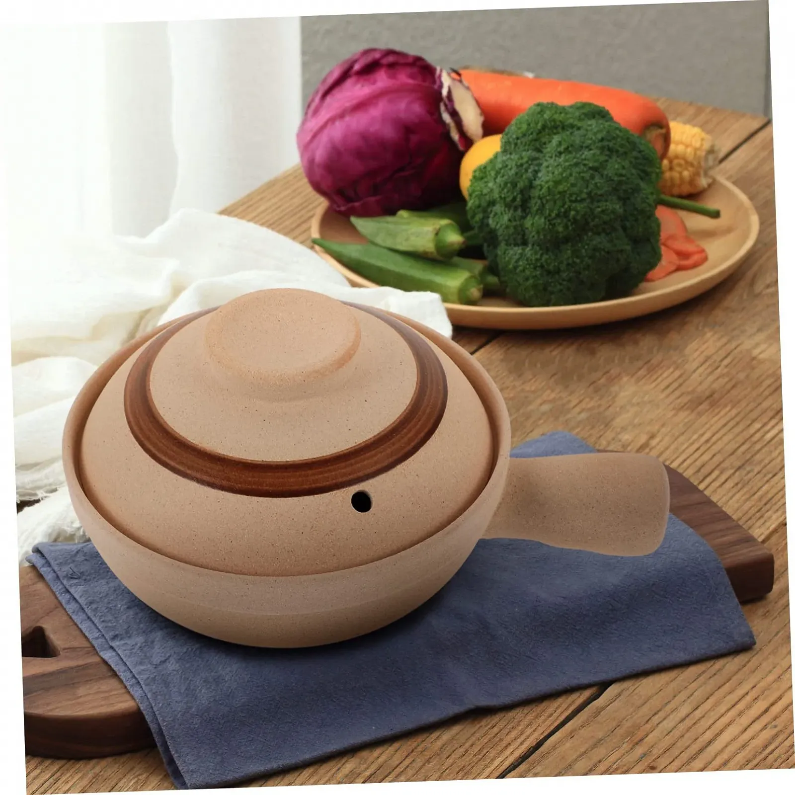 Кастрюля для супа керамическая с крышкой одна ручка для духовки для 1 человека керамика, фото №6