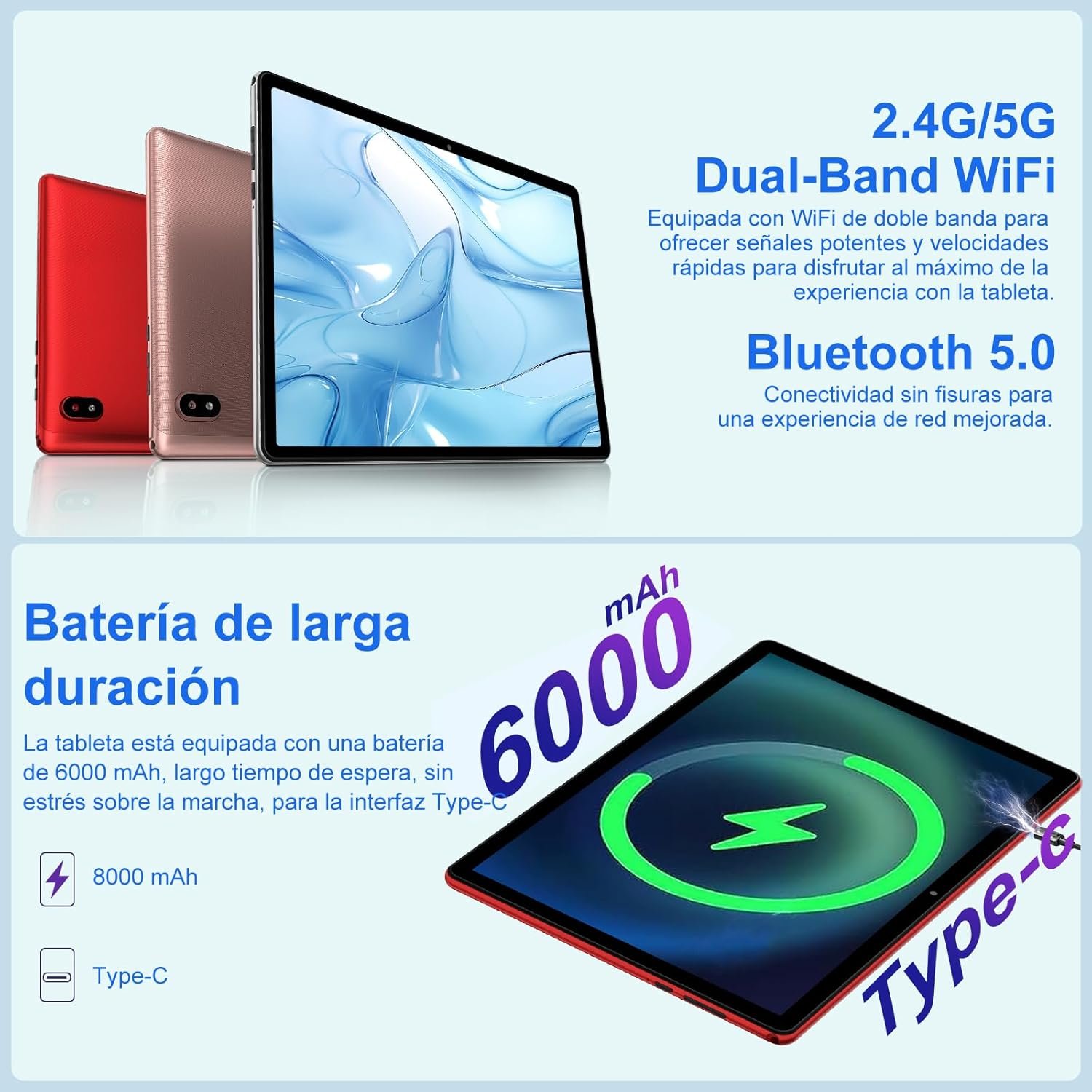 Планшет 10.1" UJJ U6 6+14/128Gb 8 ядер  Android 14 6000 mAh Червоний, фото №4