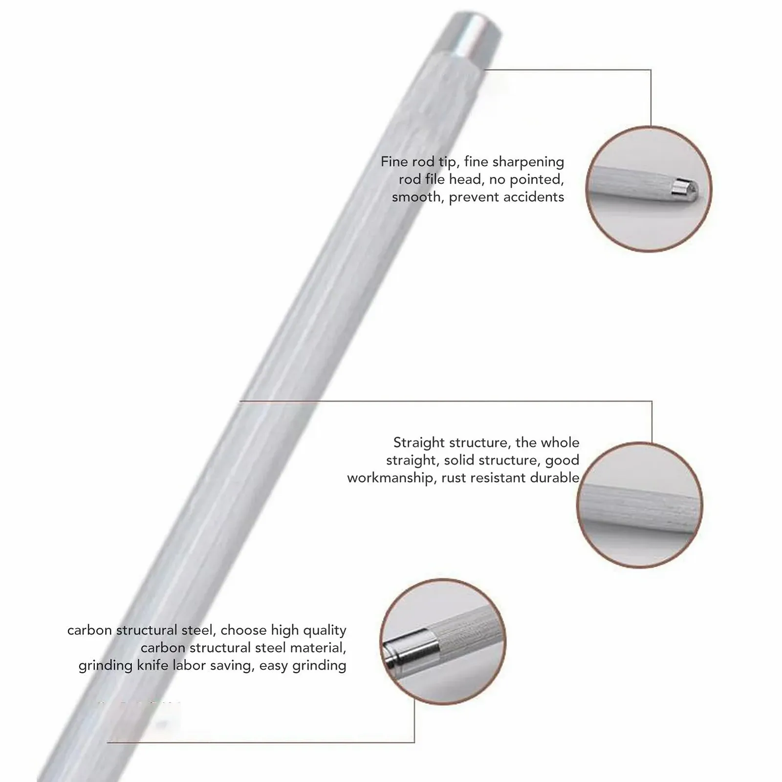 Мусат для ножей углеродистая сталь с пластиковой ручкой Black, фото №6