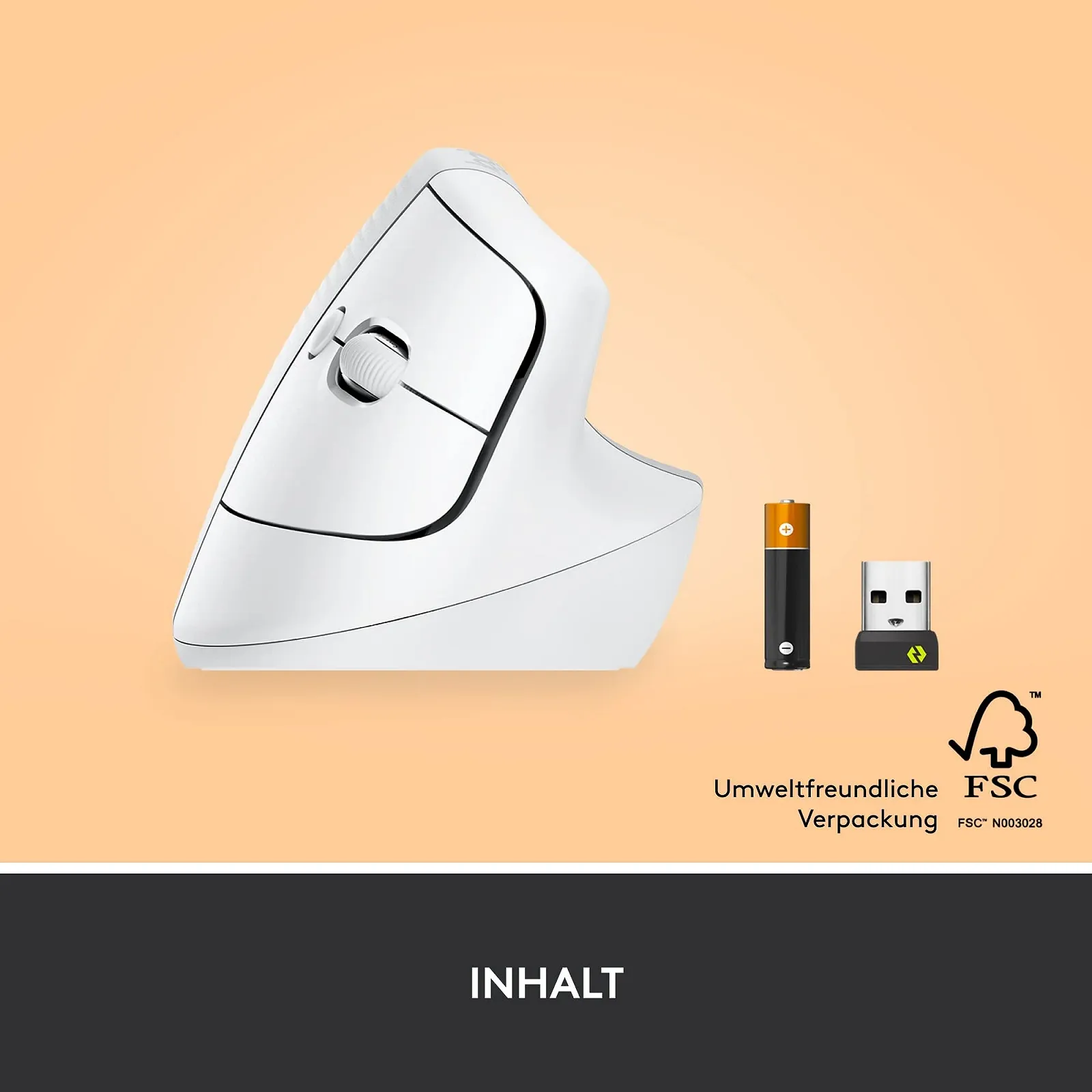 Миша Logitech Lift Vertical Ergonomic, бездротова, Bluetooth або Logi Bolt USB-приймач, тихі клацання, 4 кнопки, біла, фото №8