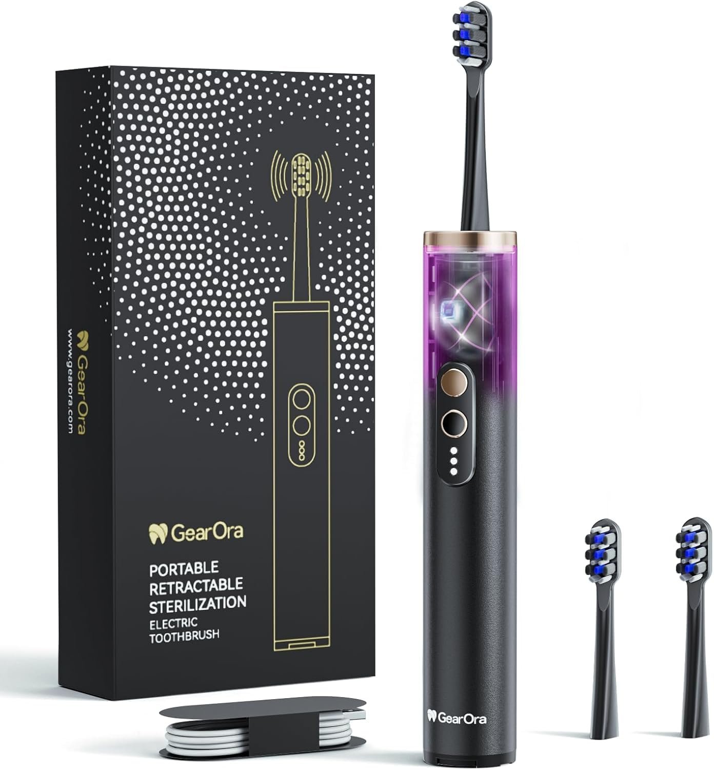 Электрическая зубная щетка Graphene Brush с 3 режимами чистки, быстрая зарядка 2 часа, 3 насадки (черная, графеновая насадка), фото №1