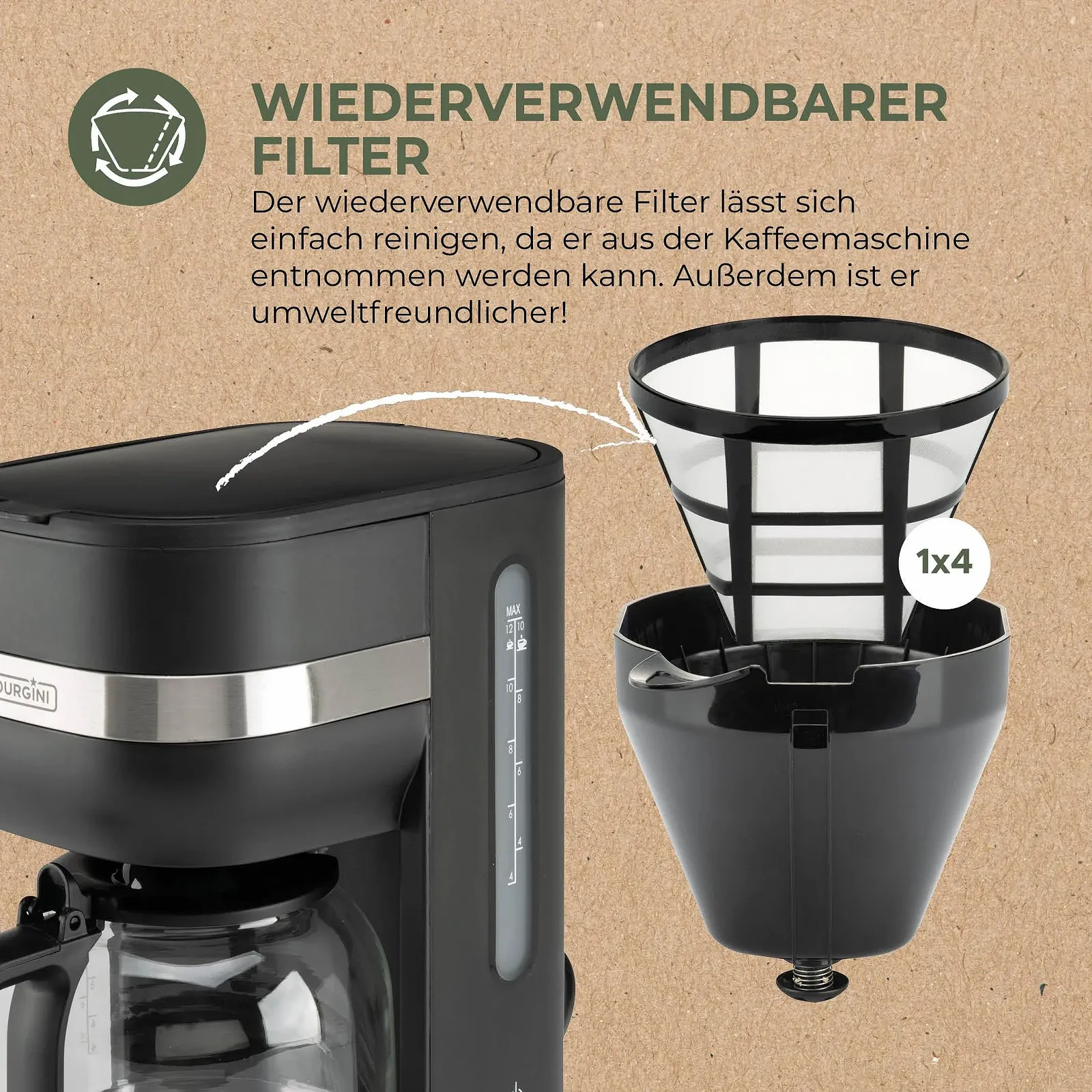 Кофеварка фильтровальная BOURGINI Elements 1.5 л 10-12 Cups, фото №3