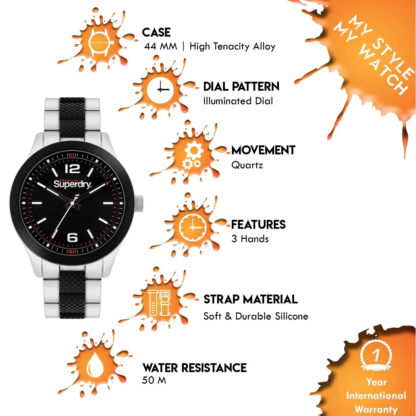 Часы Superdry SYG288BSM, черный, Браслет, фото №4 Часы Superdry SYG288BSM, черный, Браслет, фото №4