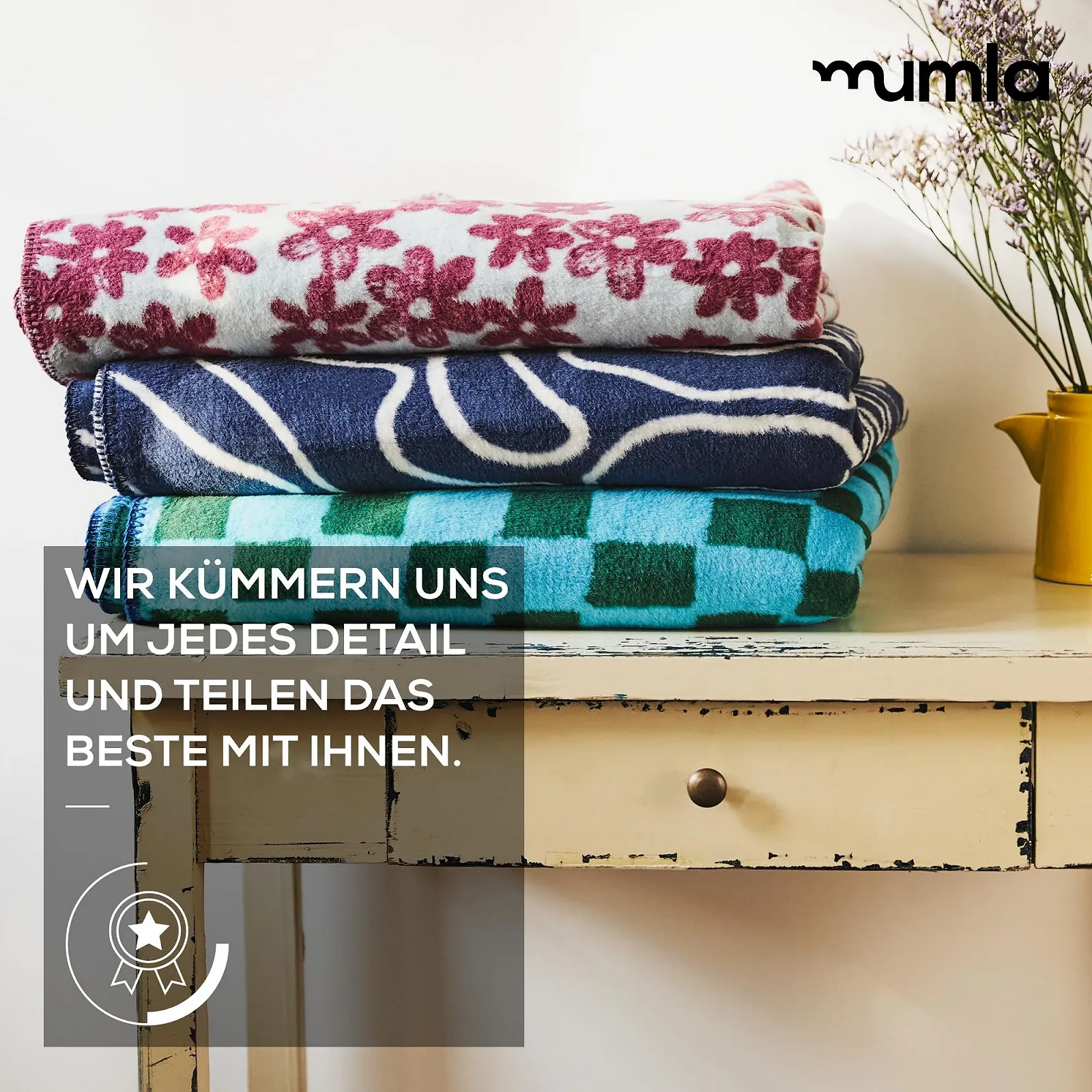 Плед MUMLA Ткань в клетку бежевый 150 x 200 см, фото №5