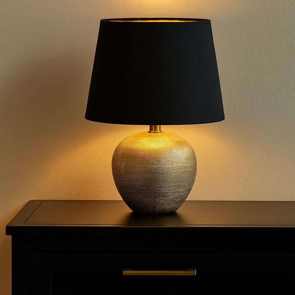 Настільна лампа Кераміка та текстиль 1x E14 18 x 26 см Золотисто-чорна Комплект із 2 шт., фото №3