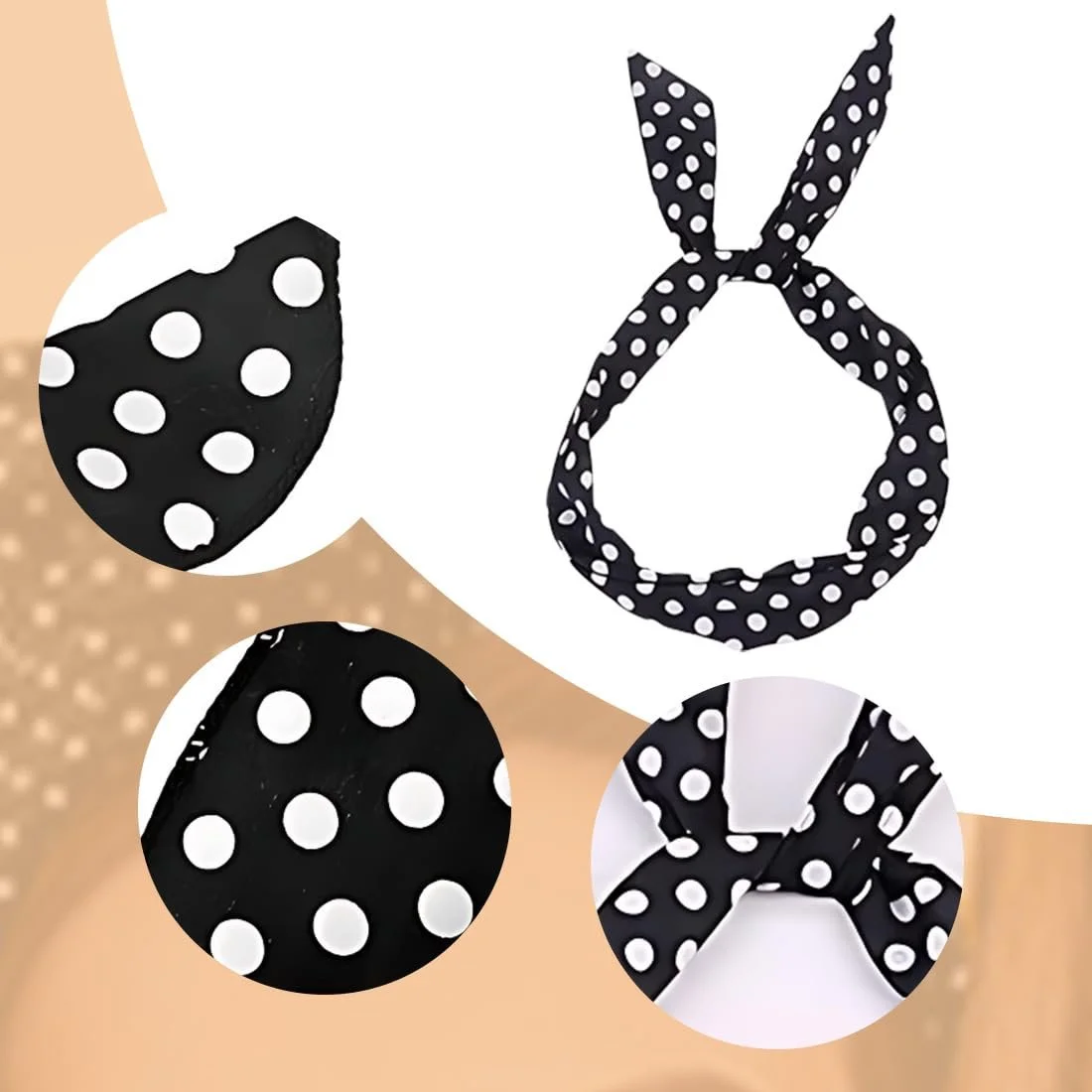 Пов'язка на голову в горошок, широка, фото №3