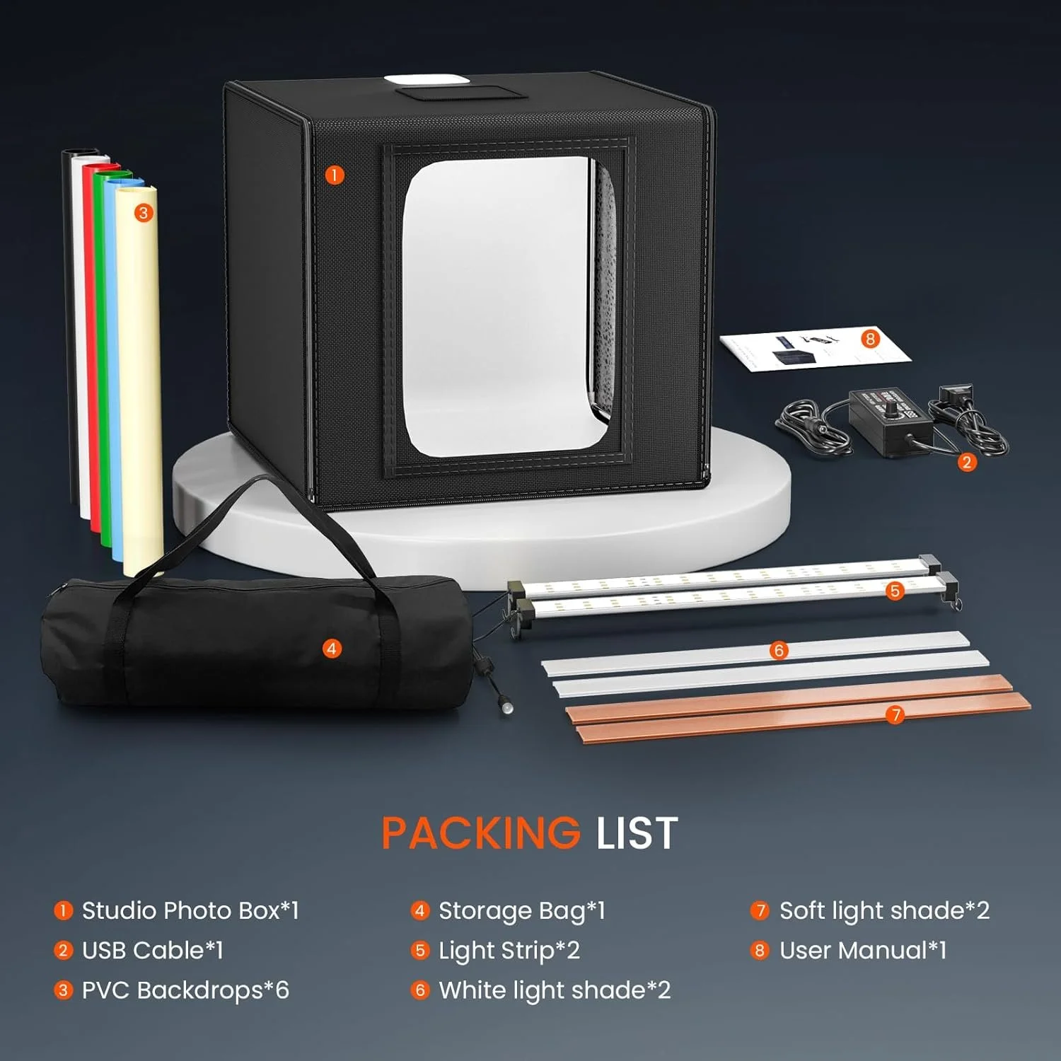 Фотобокс Couleeur 60 см / 5500K / CRI 95 / 6 фонів / Чорний, фото №8 Фотобокс Couleeur 60 см / 5500K / CRI 95 / 6 фонів / Чорний, фото №8