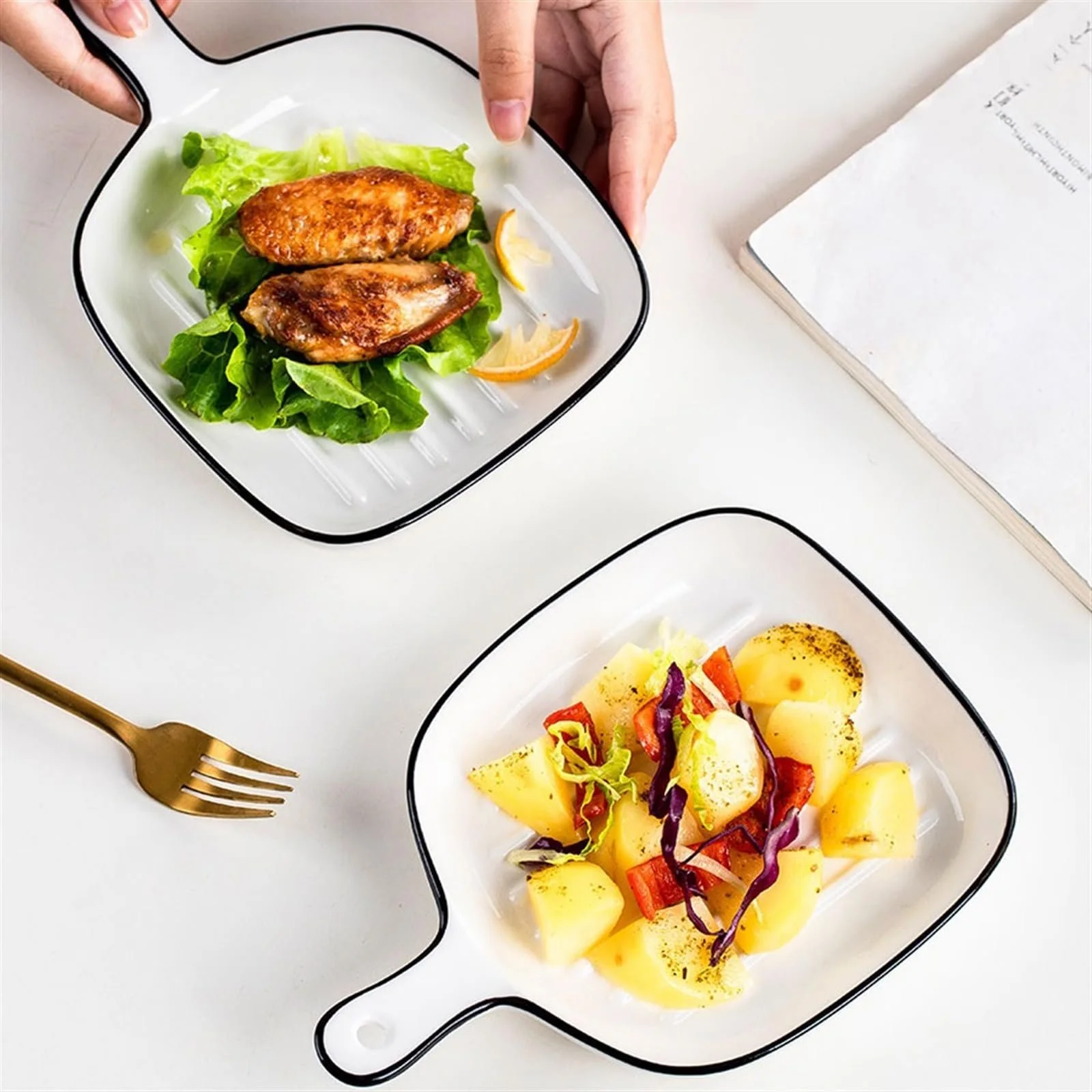 Форма для запекания Керамическая с ручкой Фарфоровая для микроволновой печи и духовки, фото №5