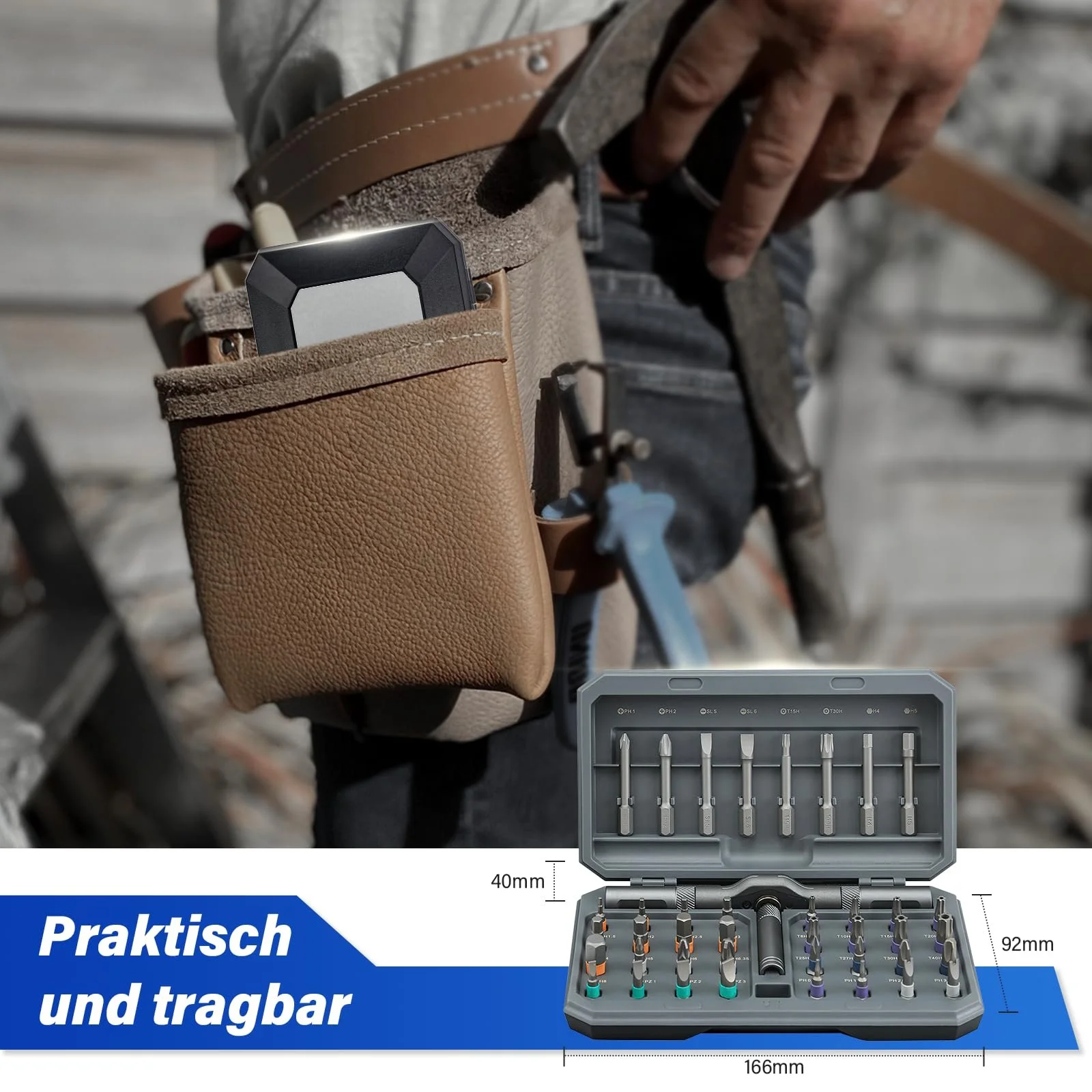 Набір магнітних викруток 42 в 1 з реверсивною T-подібною ручкою та бітами S2, фото №7