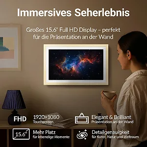 Цифровая фоторамка XORO 15 Inch WiFi 1920 x 1080 Full HD IPS 32GB Beech Wood synthetic.ua - Фото 1