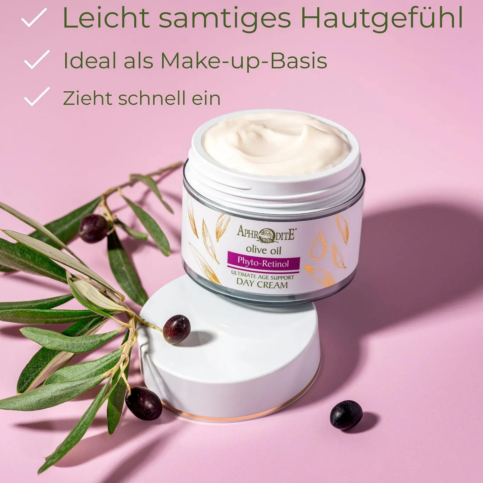 Денний крем Aphrodite Anti-Ageing & Firming з органічною оливковою олією та фіто-ретинолом 50 мл / 1.70 рідких унцій, фото №5