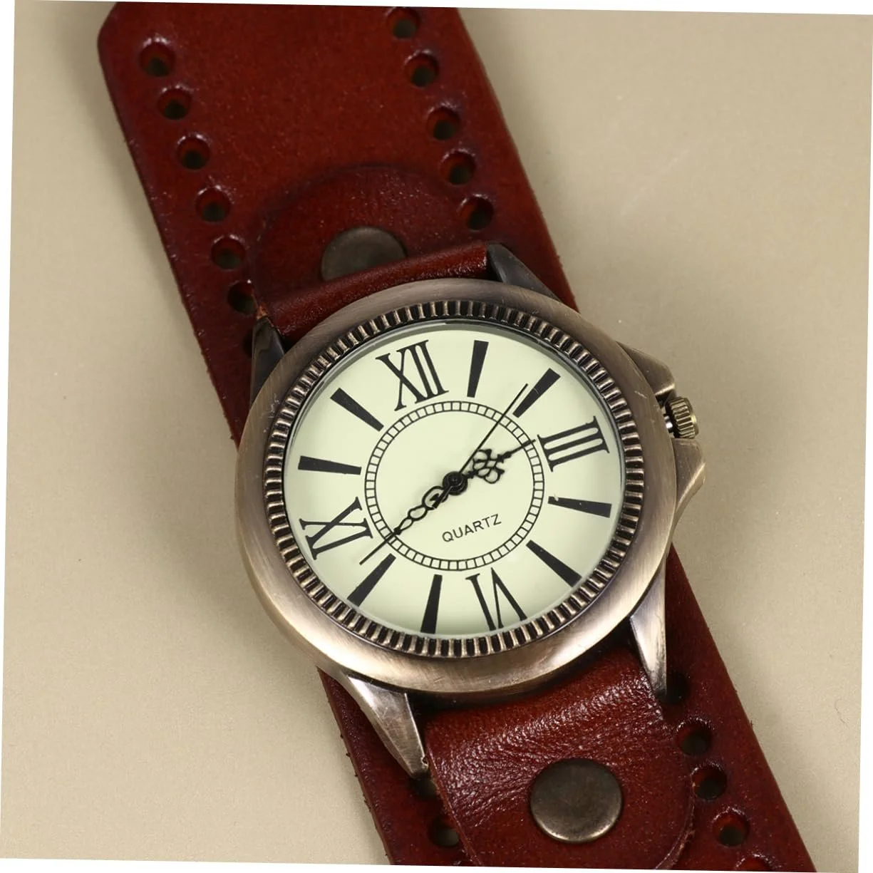 Часы мужские минималистичные VALICLUD Ремешок кожаный Светлый кофе, фото №2