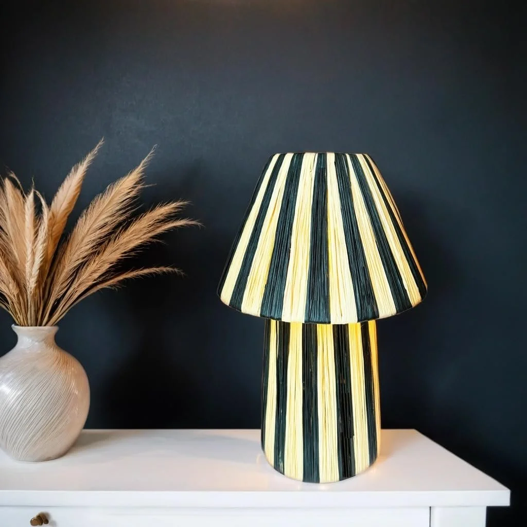 Настільна лампа Marrakech Morjan 40 см Рафія Бохо E27 Бежево-чорна, фото №3