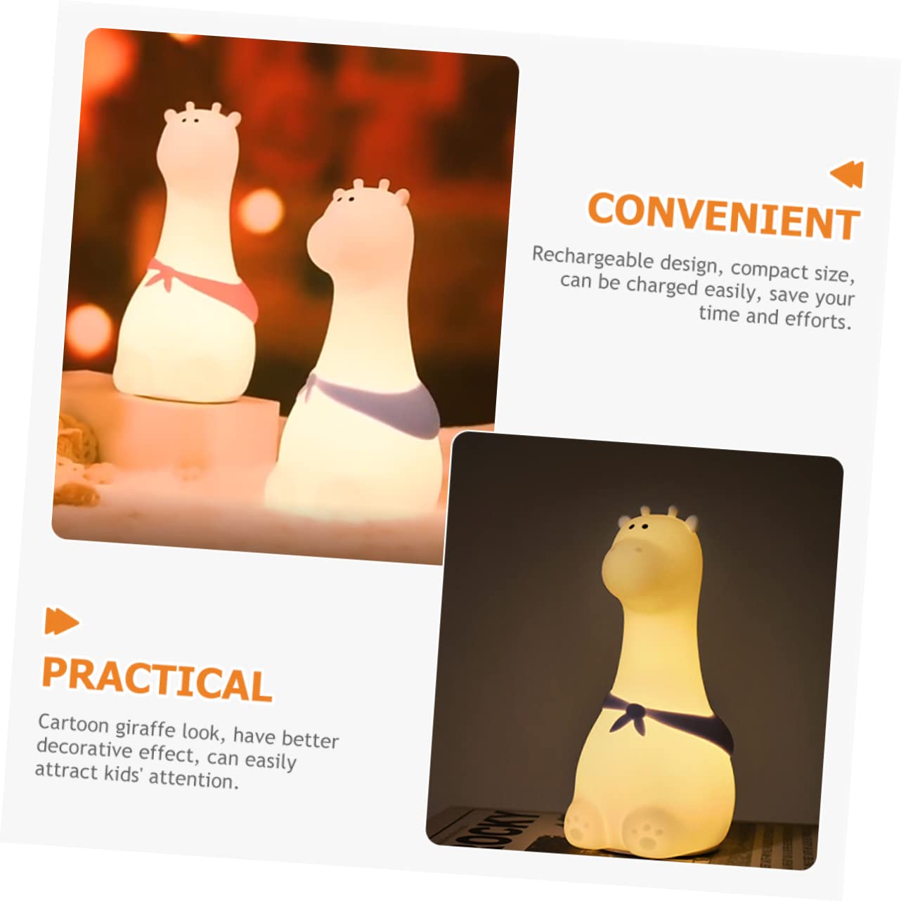 Ночник DOITOOL Giraffe Cute Soft Silicone Night Light LED Abs Child, фото №5