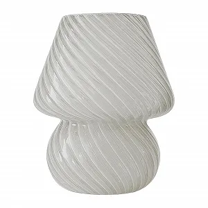 Настільна лампа Relaxdays Mushroom скляна E27 на батарейках 24 x 16 см сенсорна біла - Фото 1